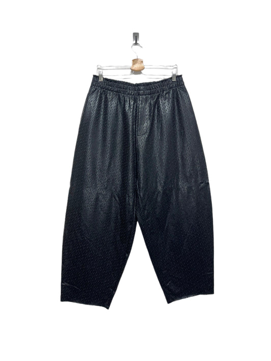 HELMUT LANG black shiny monogram baggy trousers (M)
