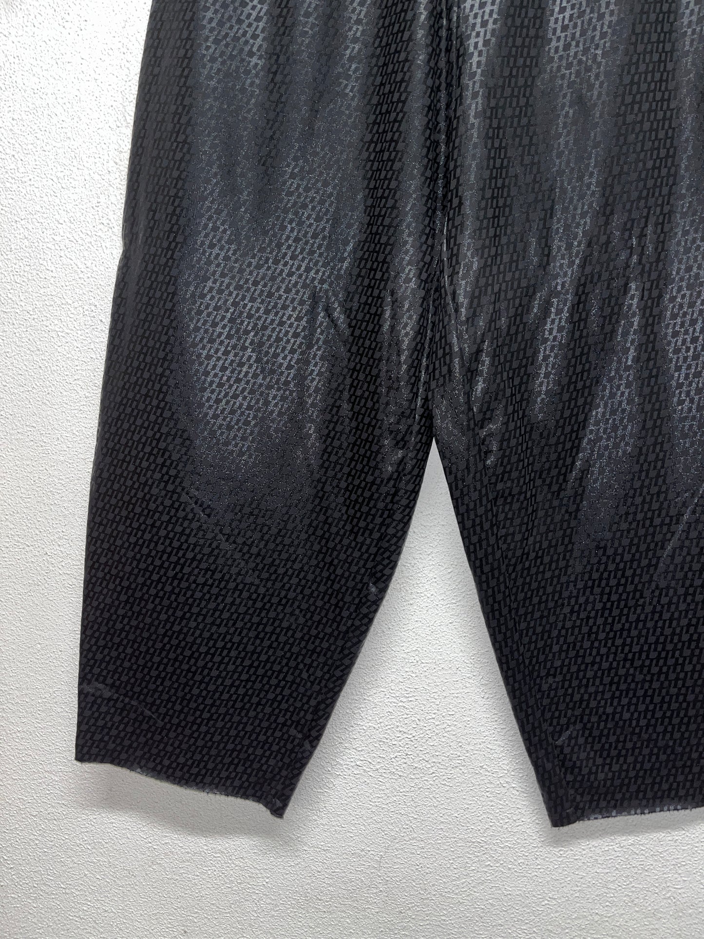 HELMUT LANG black shiny monogram baggy trousers (M)