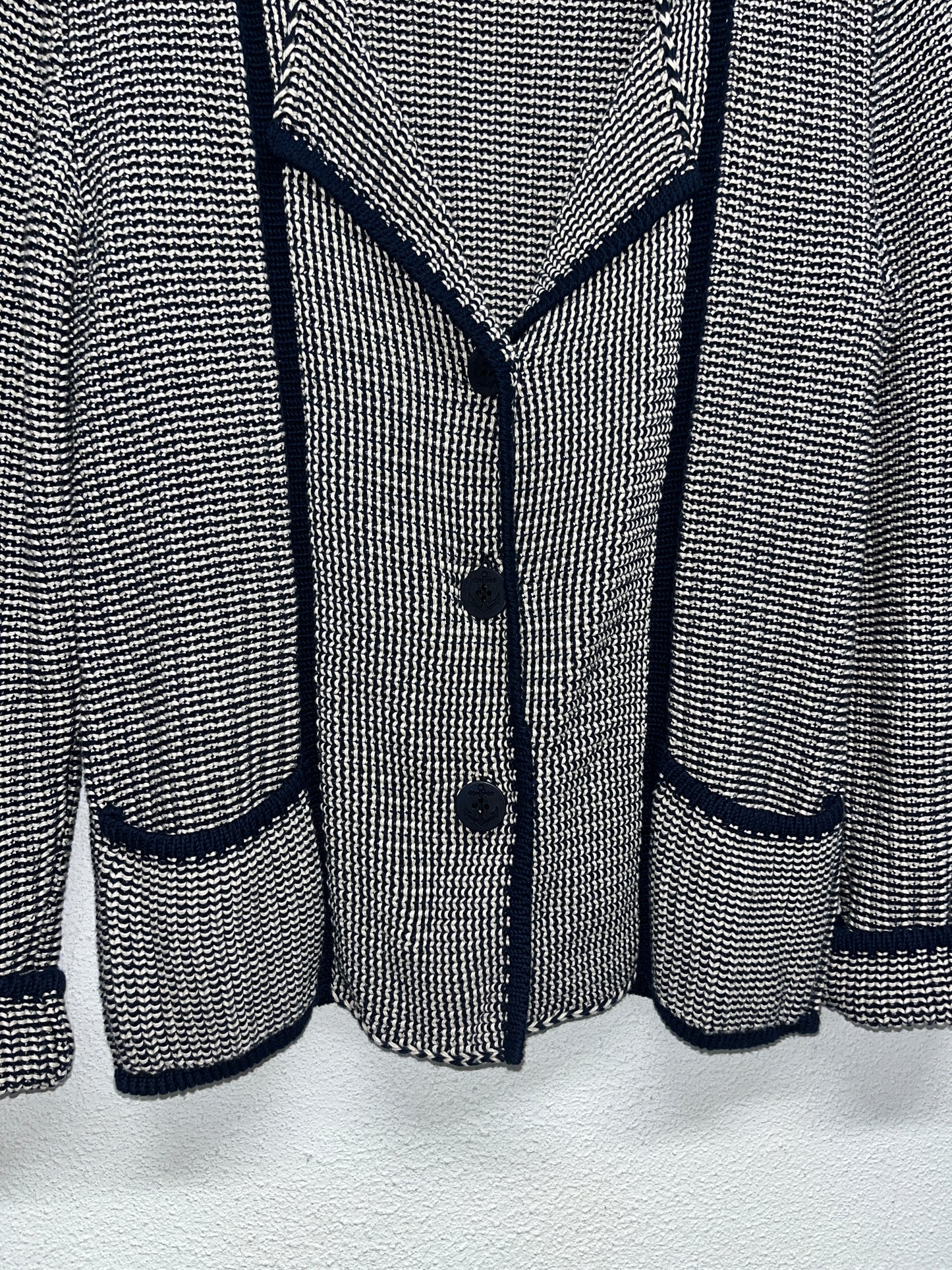MAX MARA blue & white cotton knit blazer cardigan (S)