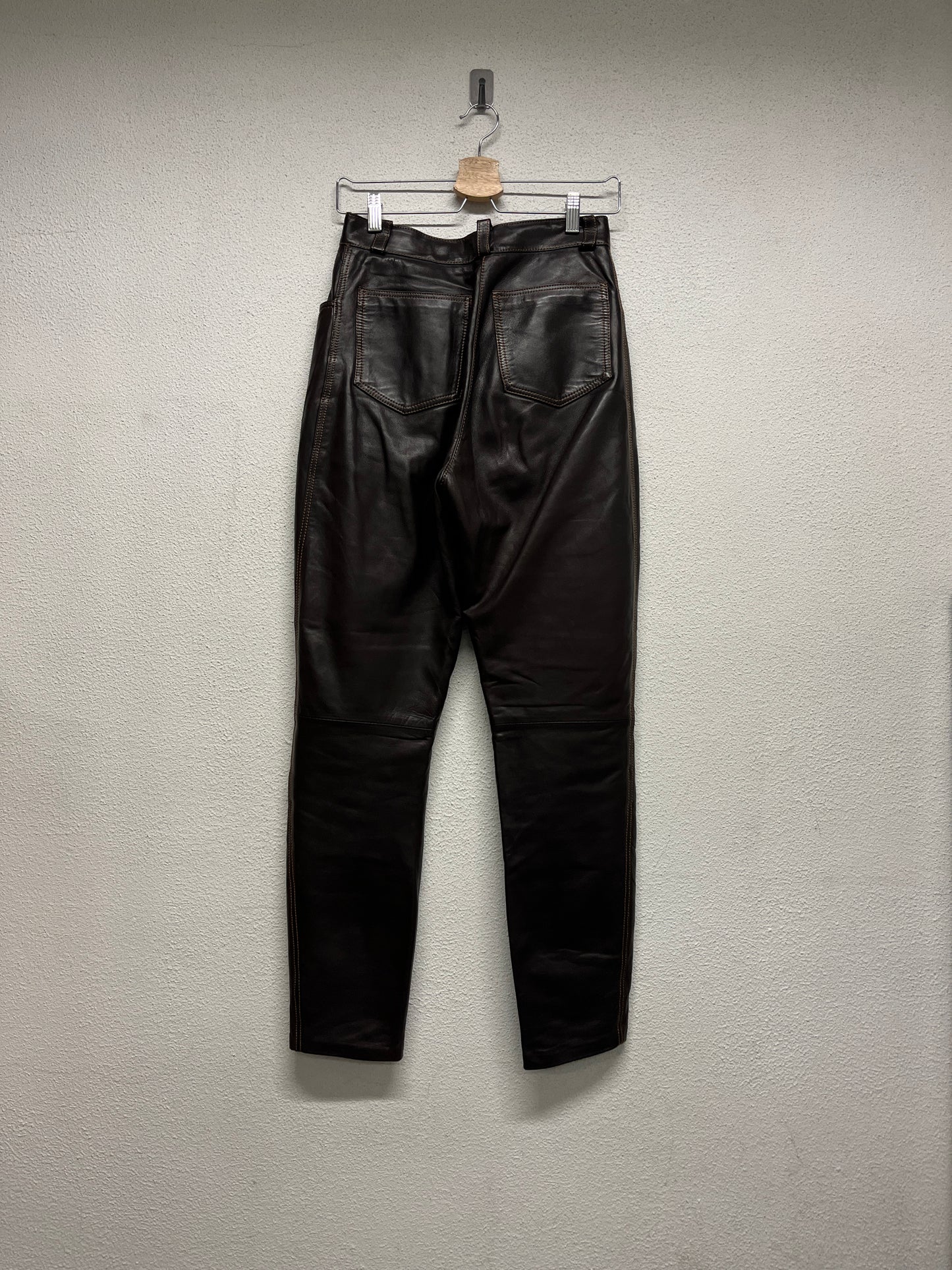 VINTAGE brown biker leather trousers (XS)