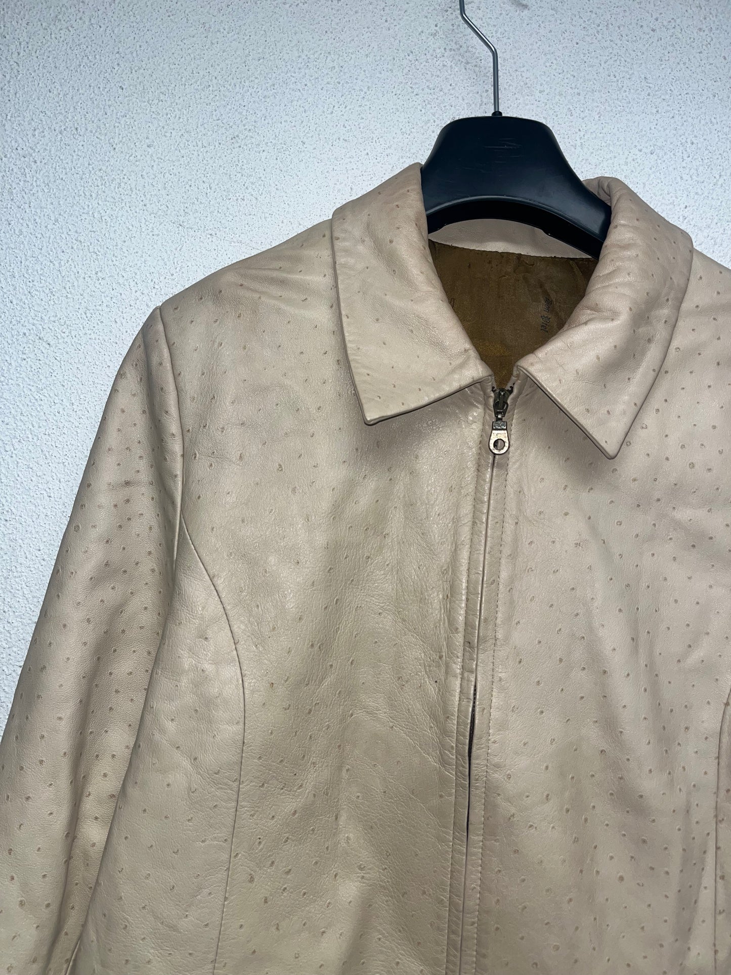 VINTAGE beige leather jacket (M)