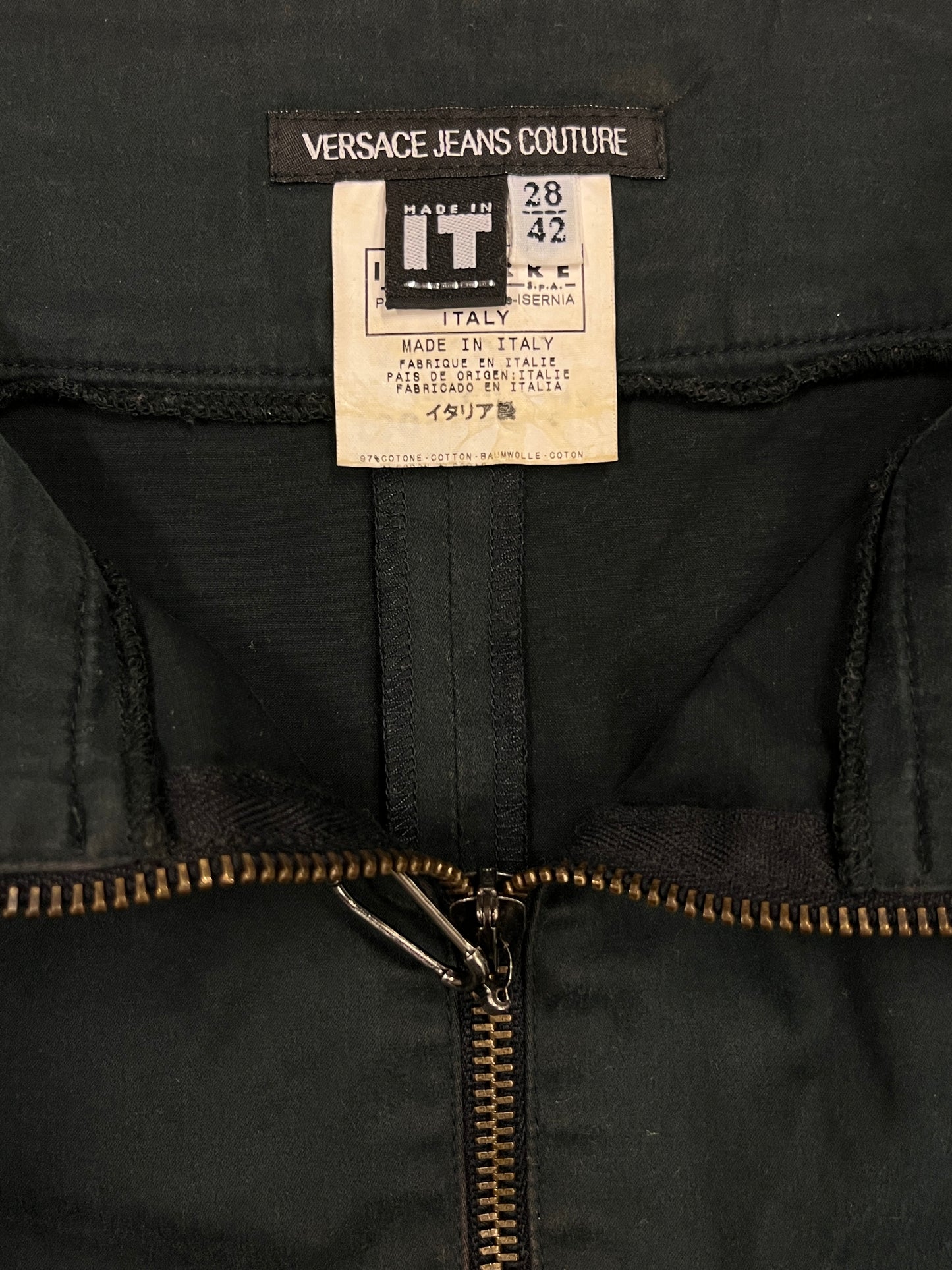 VERSACE zipped cargo belted mini skirt (M)