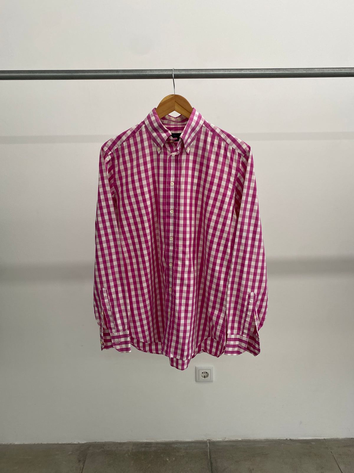 Etro pink check pattern cotton shirt (39)
