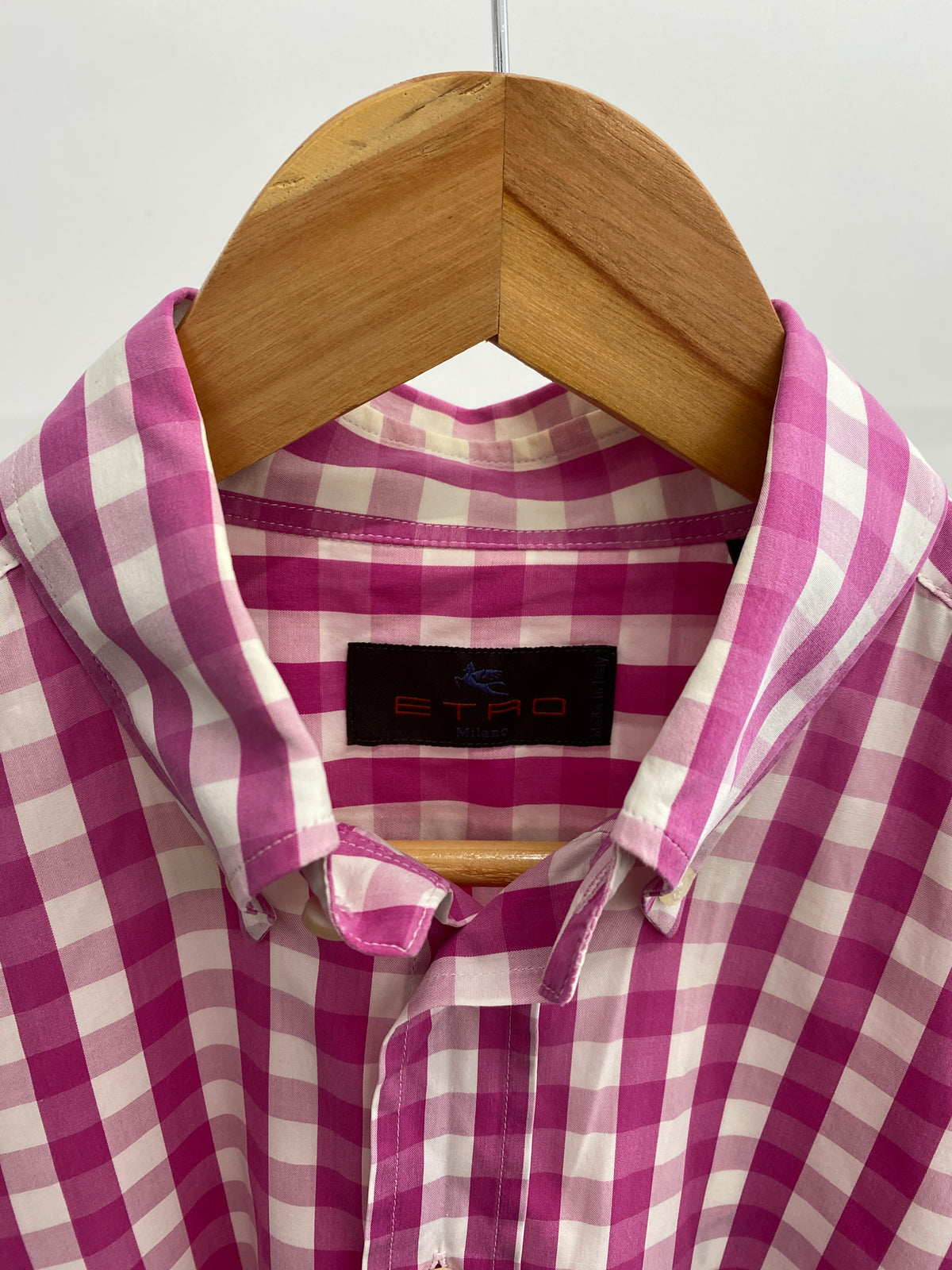 Etro pink check pattern cotton shirt (39)
