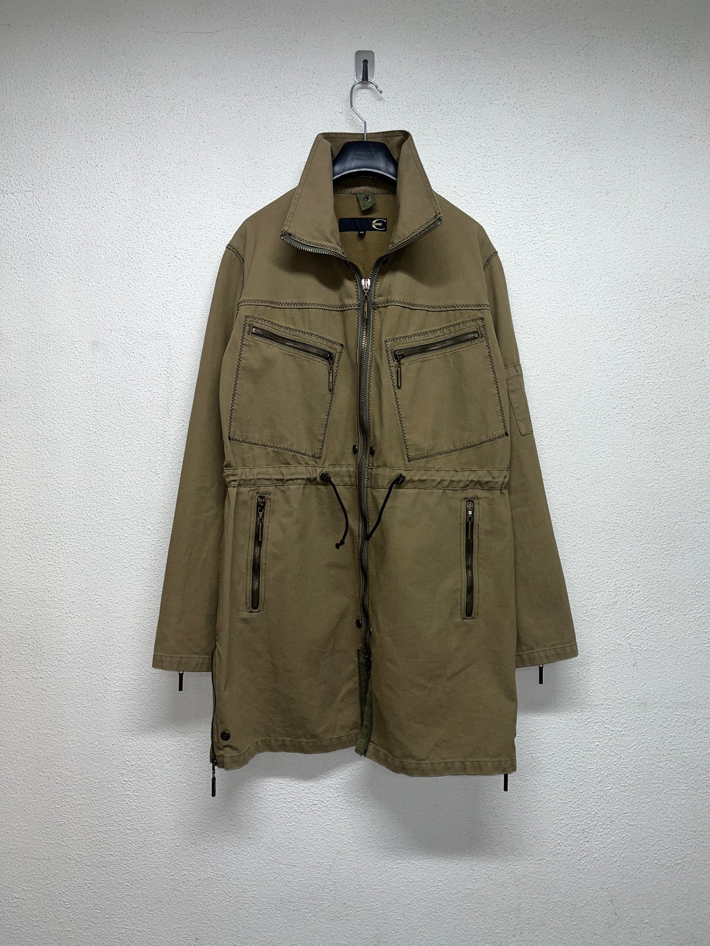 ROBERTO CAVALLI khaki military cargo belted coat (M)