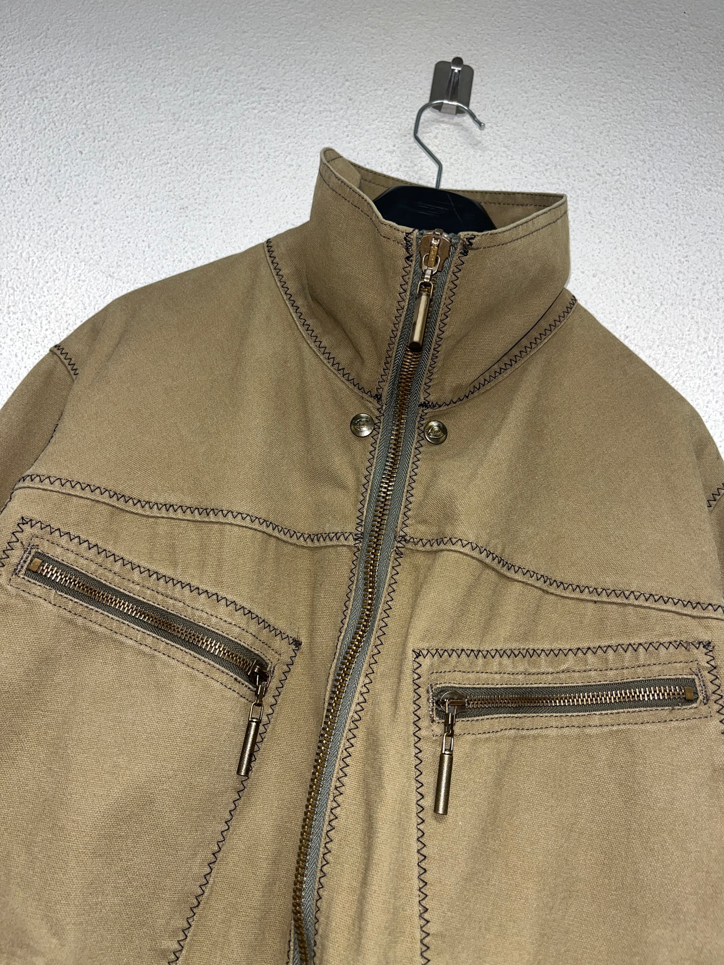 ROBERTO CAVALLI khaki military cargo belted coat (M)