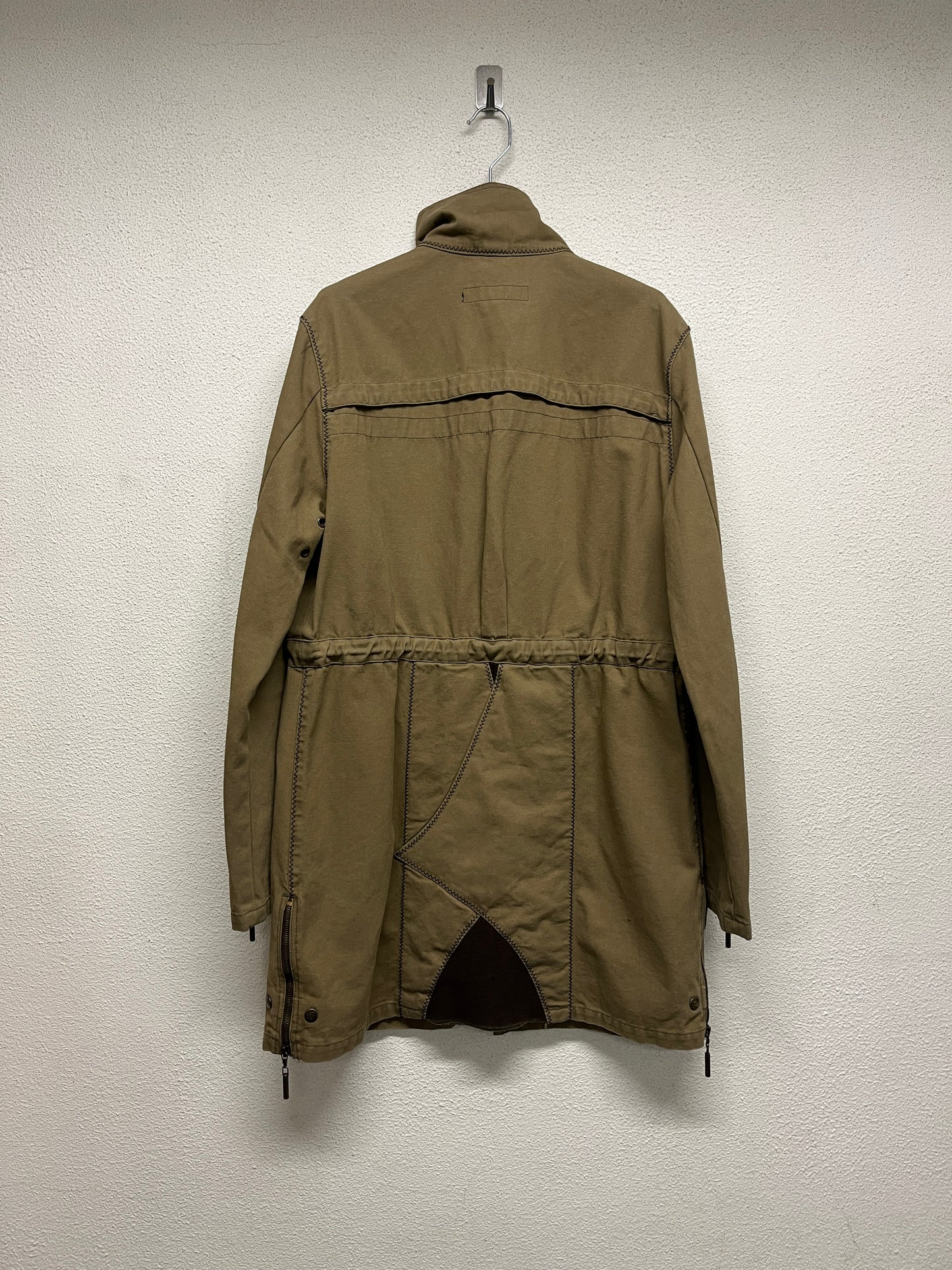 ROBERTO CAVALLI khaki military cargo belted coat (M)