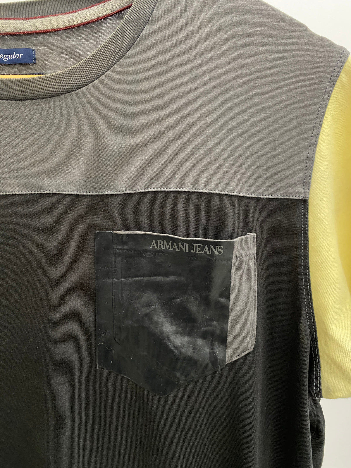 Armani Jeans grey and yellow t-shirt (M)