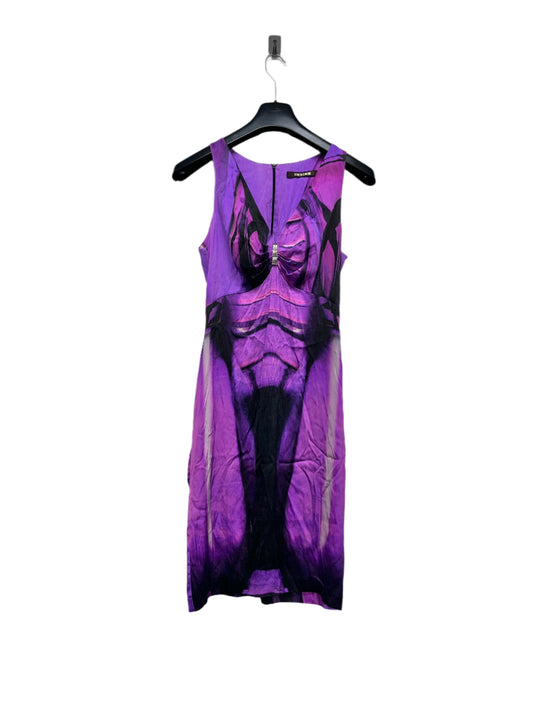 ROBERTO CAVALLI pink graphic sleeveless midi dress (S)
