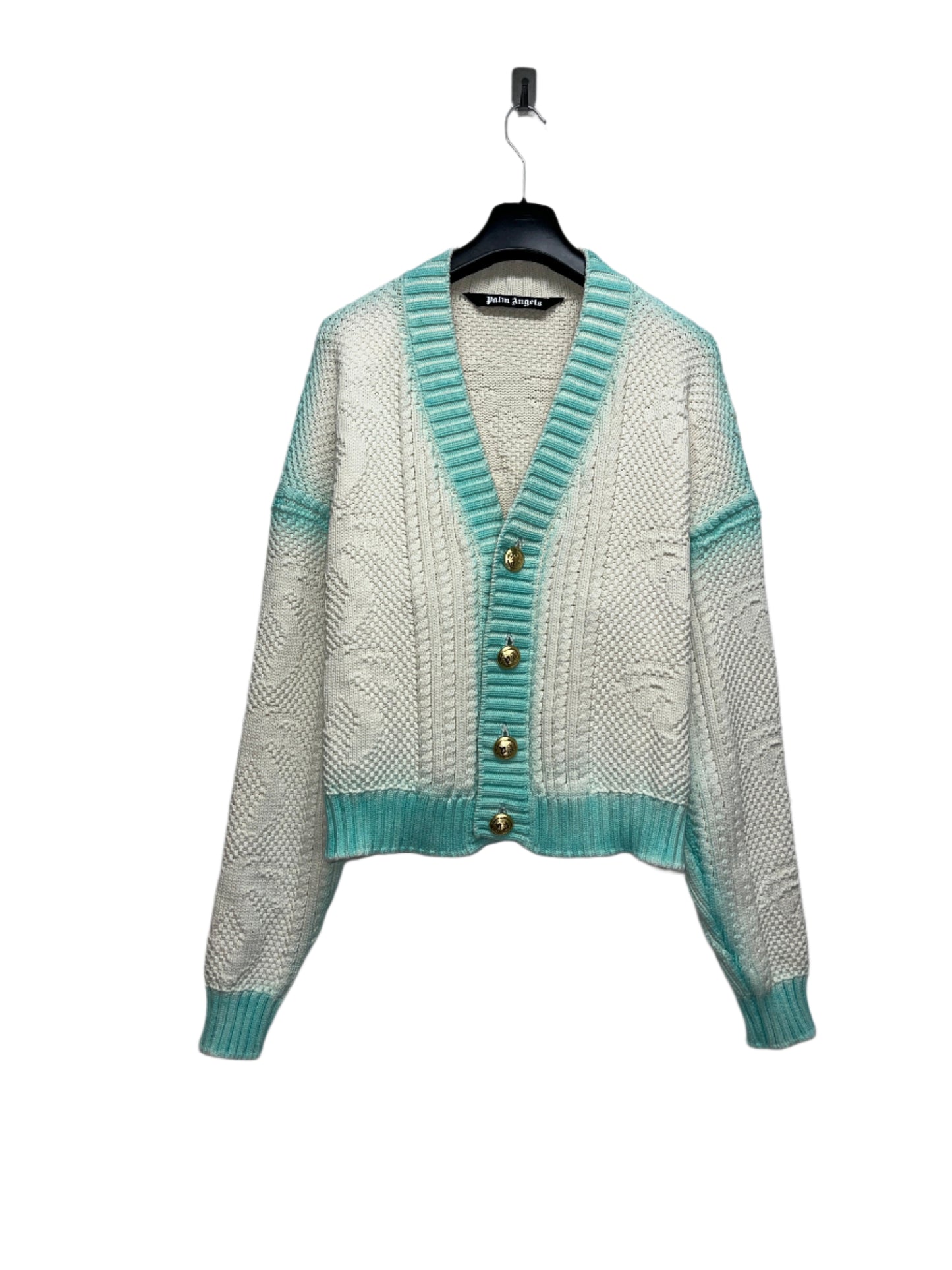 PALM ANGELS cotton gradient boxy fit cardigan with golden buttons (S/L)