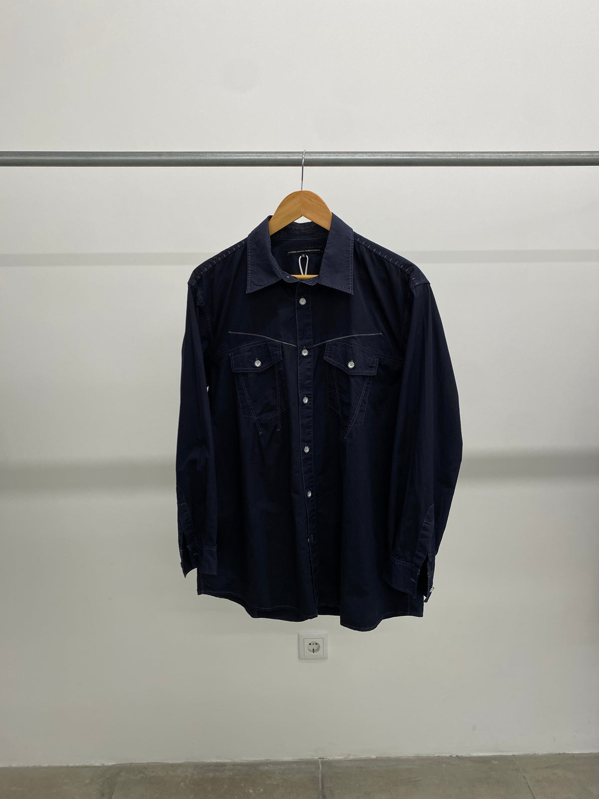 Marithé & François Girbaud navy cotton shirt (XL)