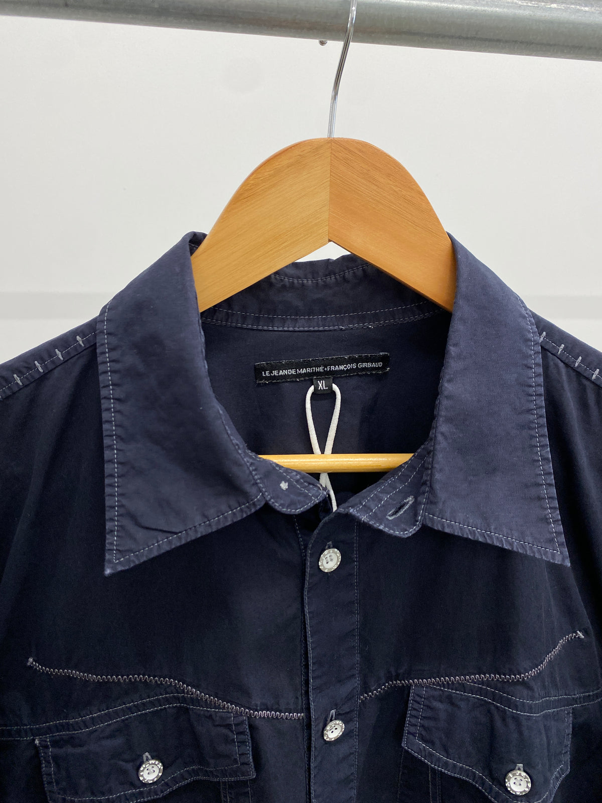 Marithé & François Girbaud navy cotton shirt (XL)