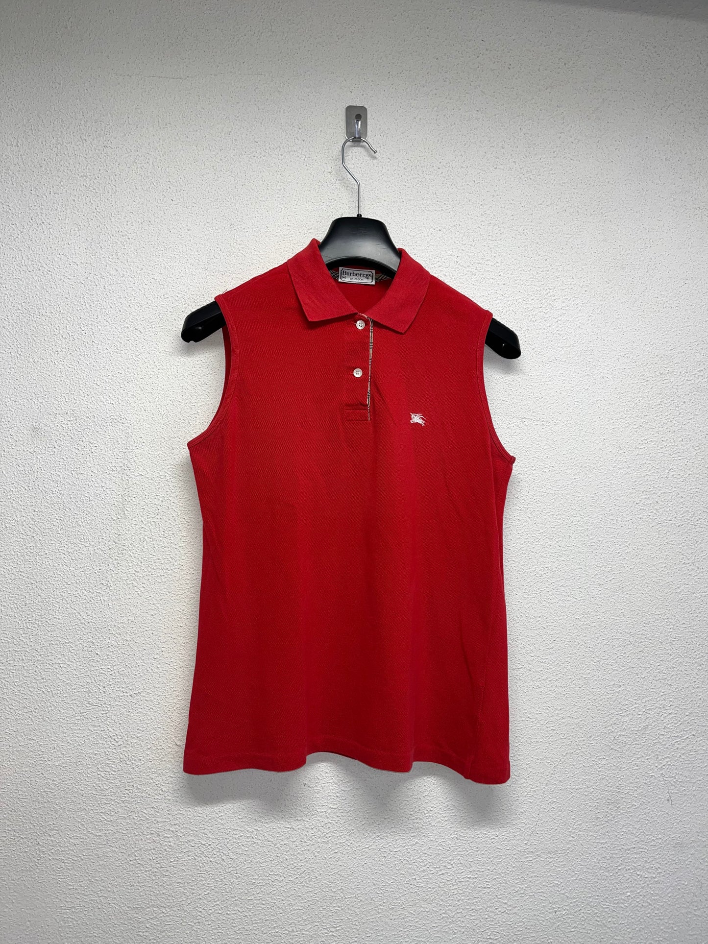 BURBERRY red sleeveless polo shirt (L)