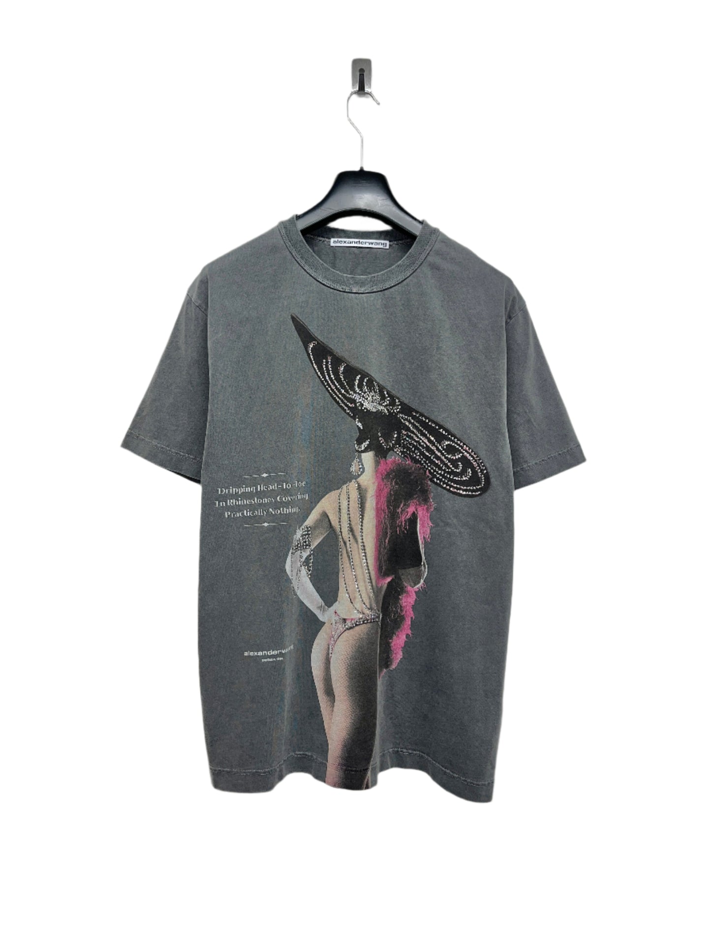 ALEXANDER WANG grey graphic tee with rhinestones (XL)