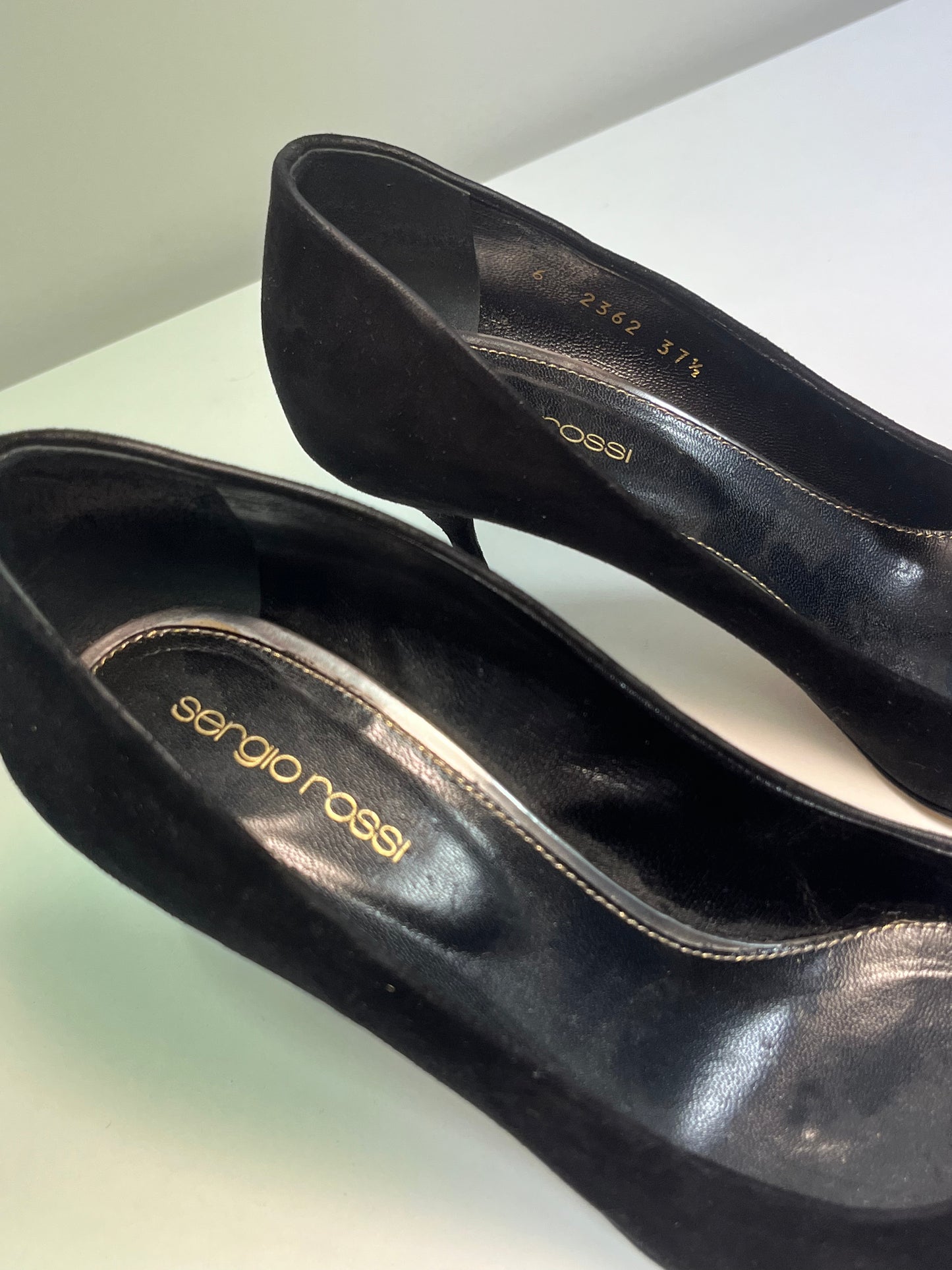 SERGIO ROSSI black leather Shoes with embellished silver details (37.5)