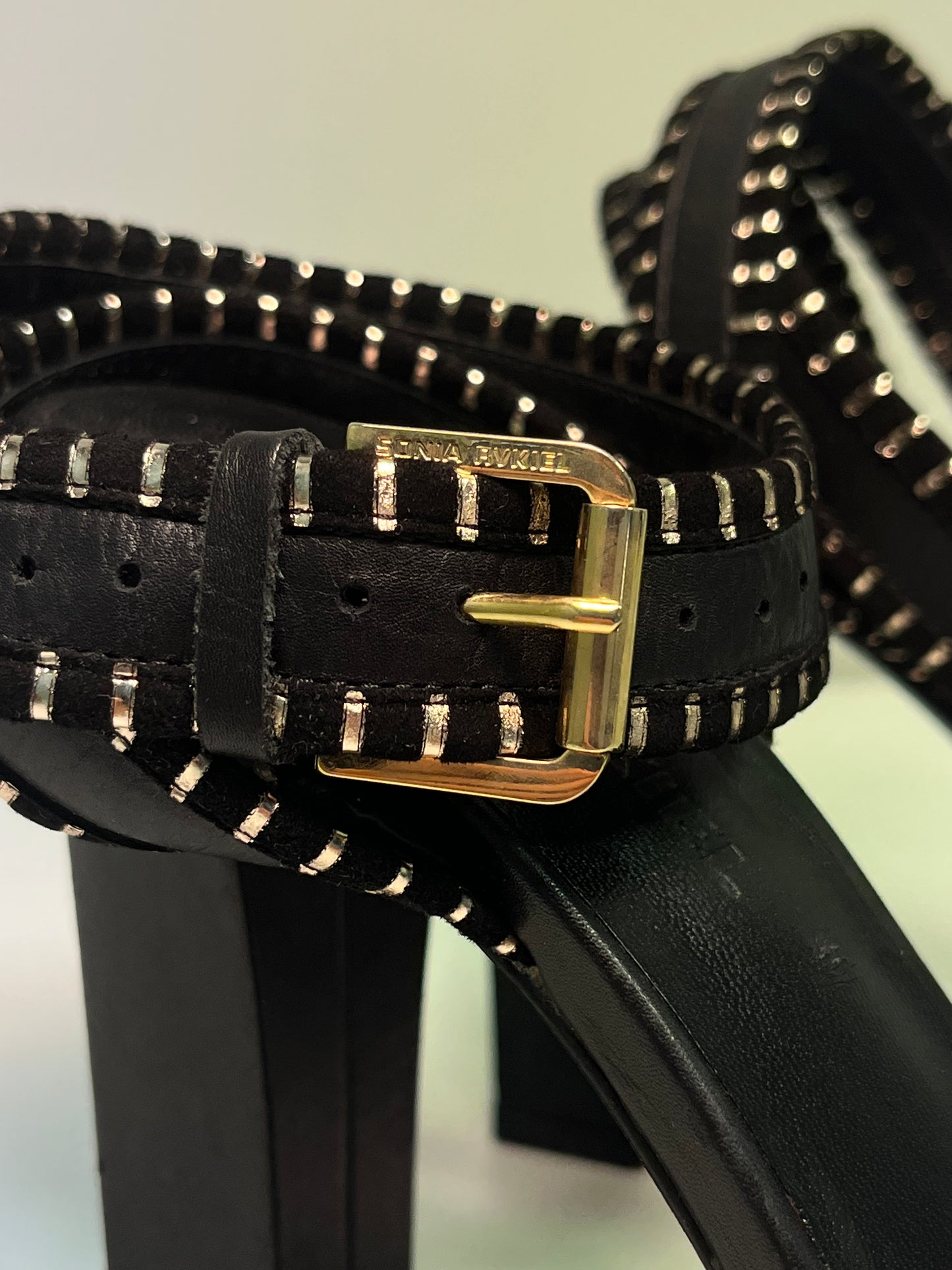 SONIA RYKIEL black leather Sandals (36)