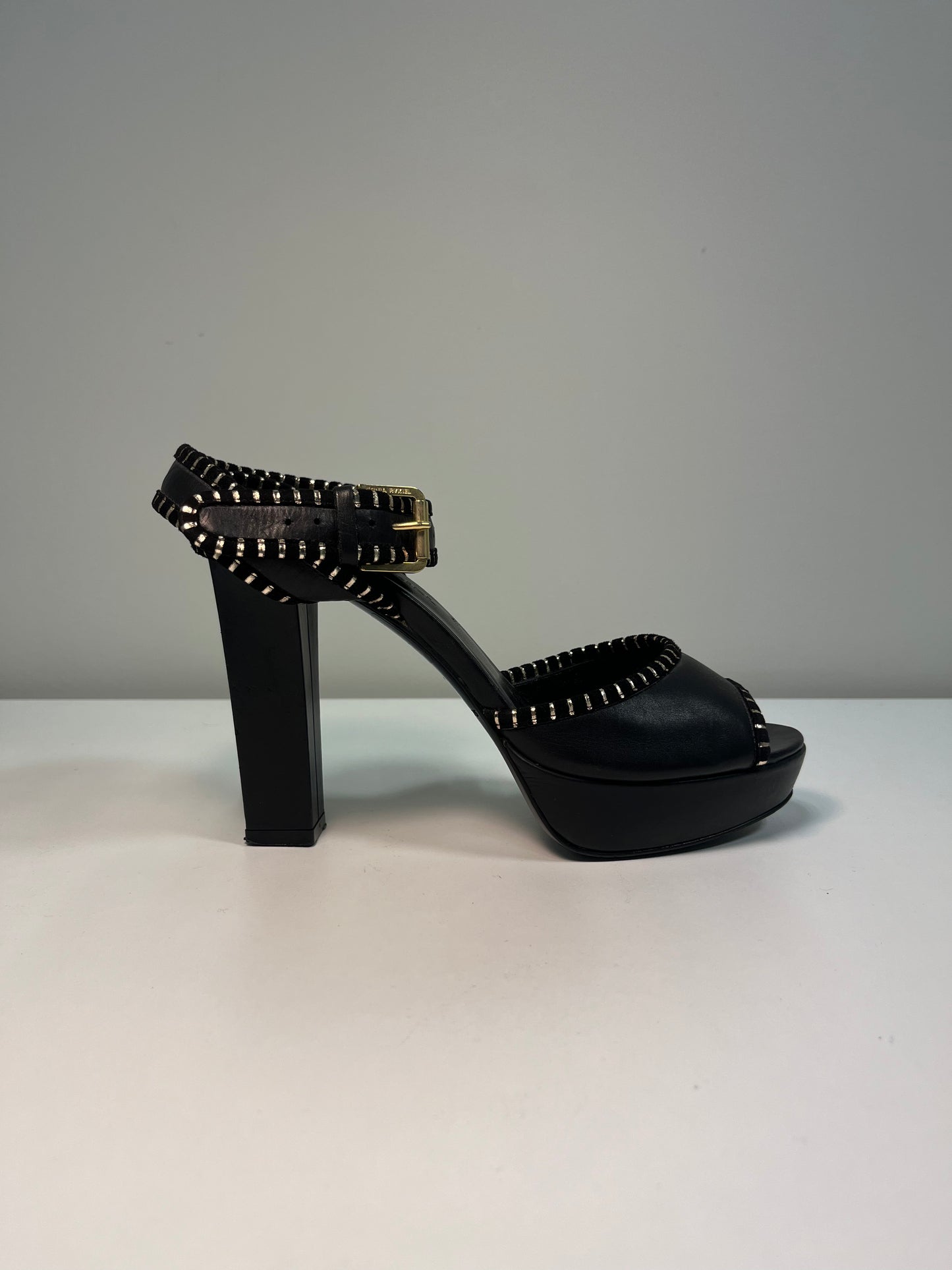 SONIA RYKIEL black leather Sandals (36)