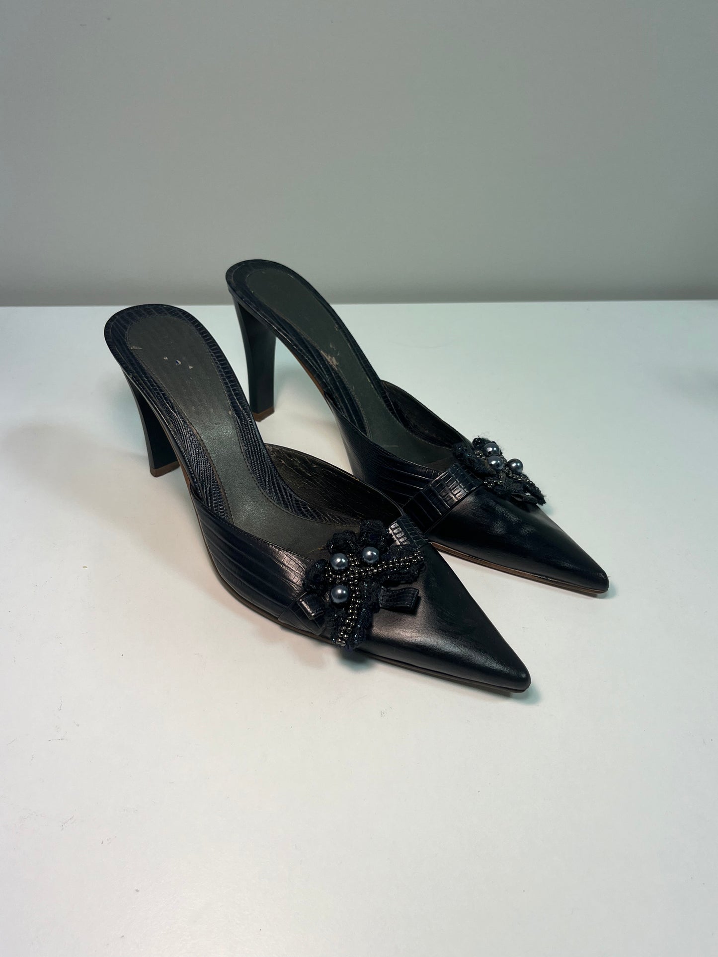 NINE WEST black and navy leather Shoes (39)
