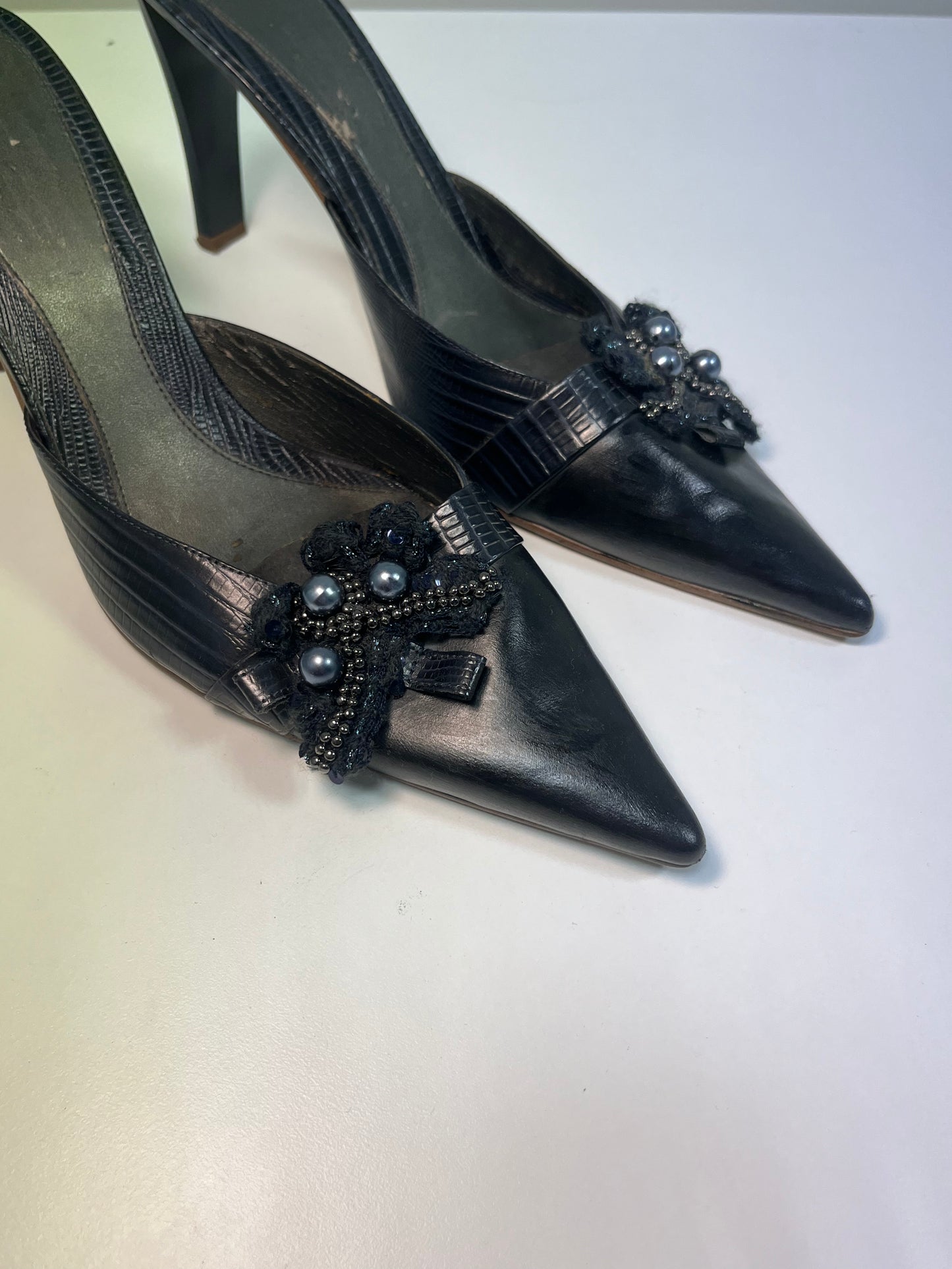 NINE WEST black and navy leather Shoes (39)
