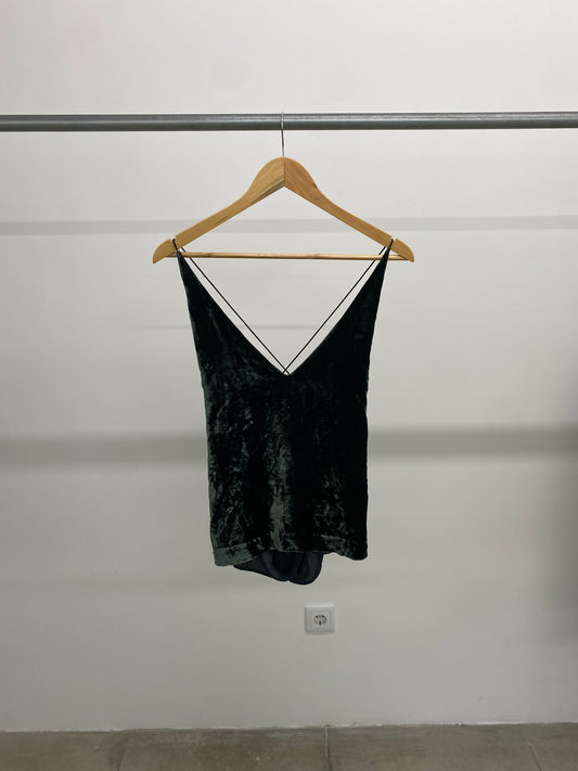 Dion Lee green velvet top (M)