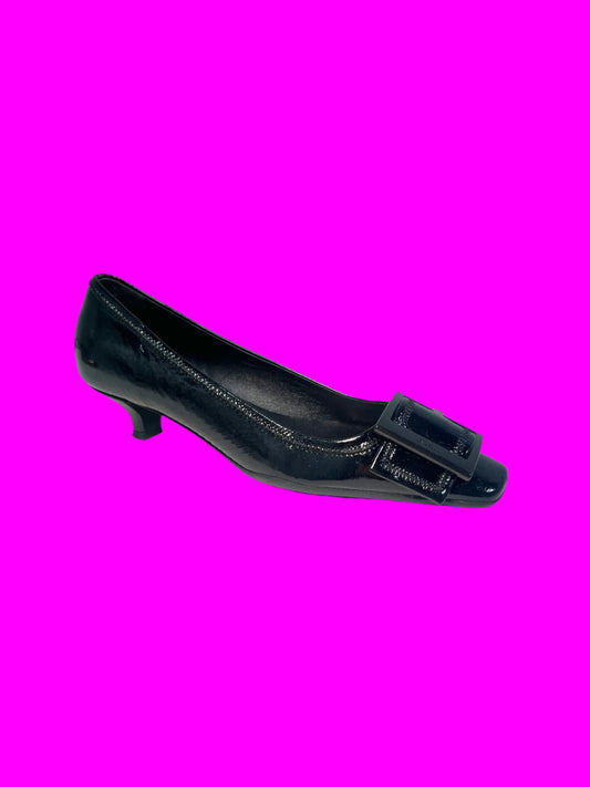 PRADA leather black buckled squared toe kitten heels (36IT/37EU)
