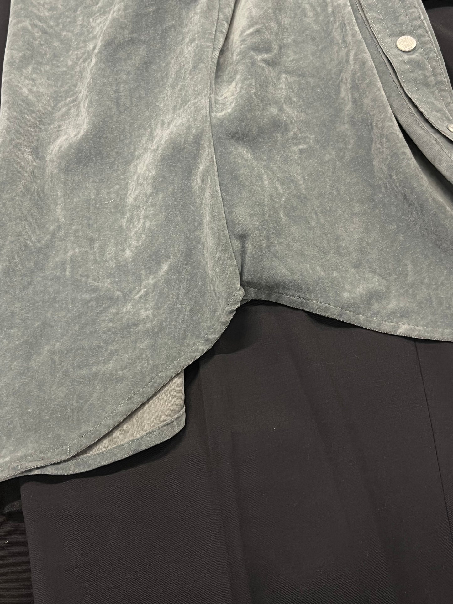 DIESEL velvet blue-grey button up shirt (S)