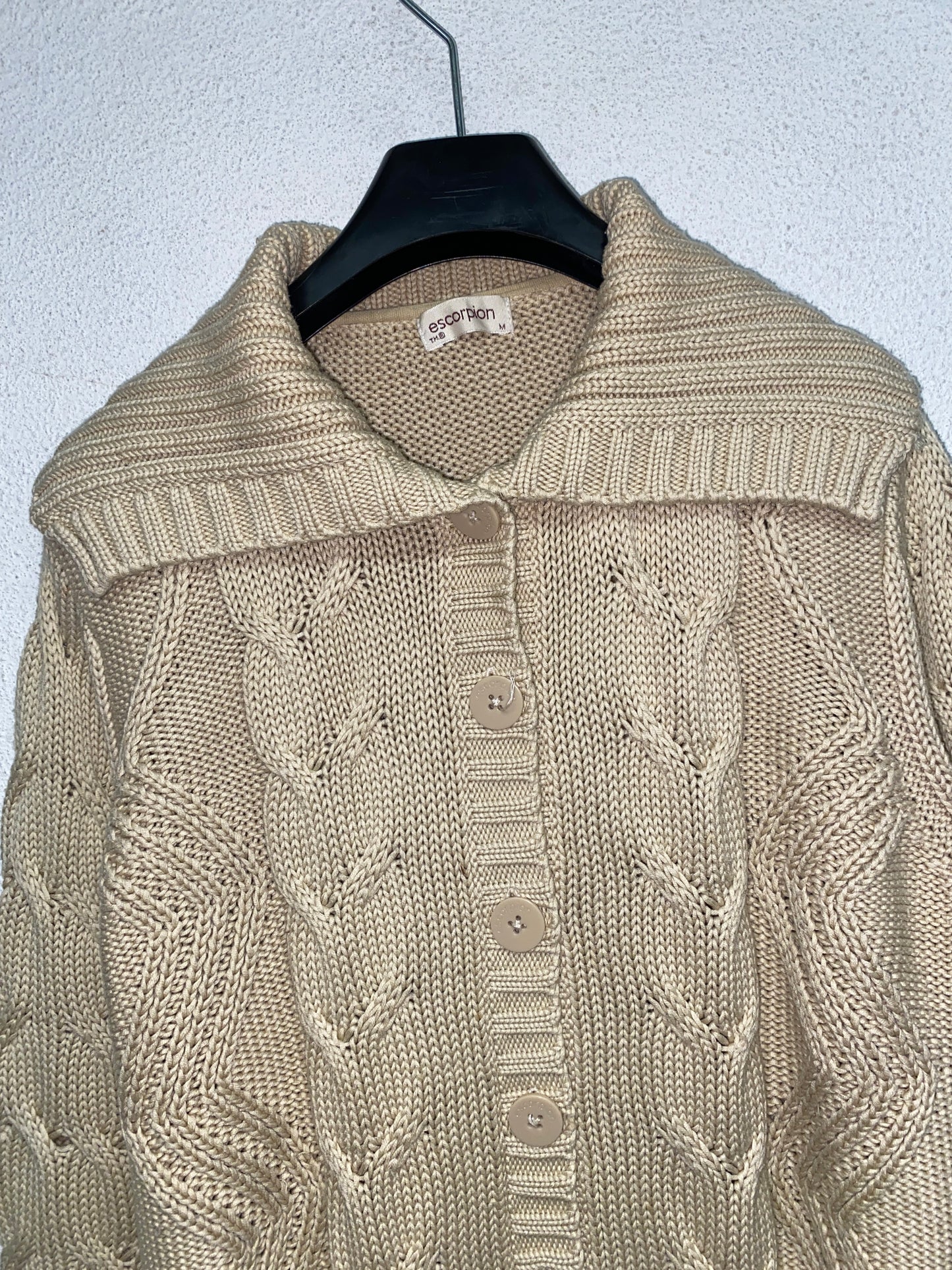 VINTAGE beige knitted cardigan (M)