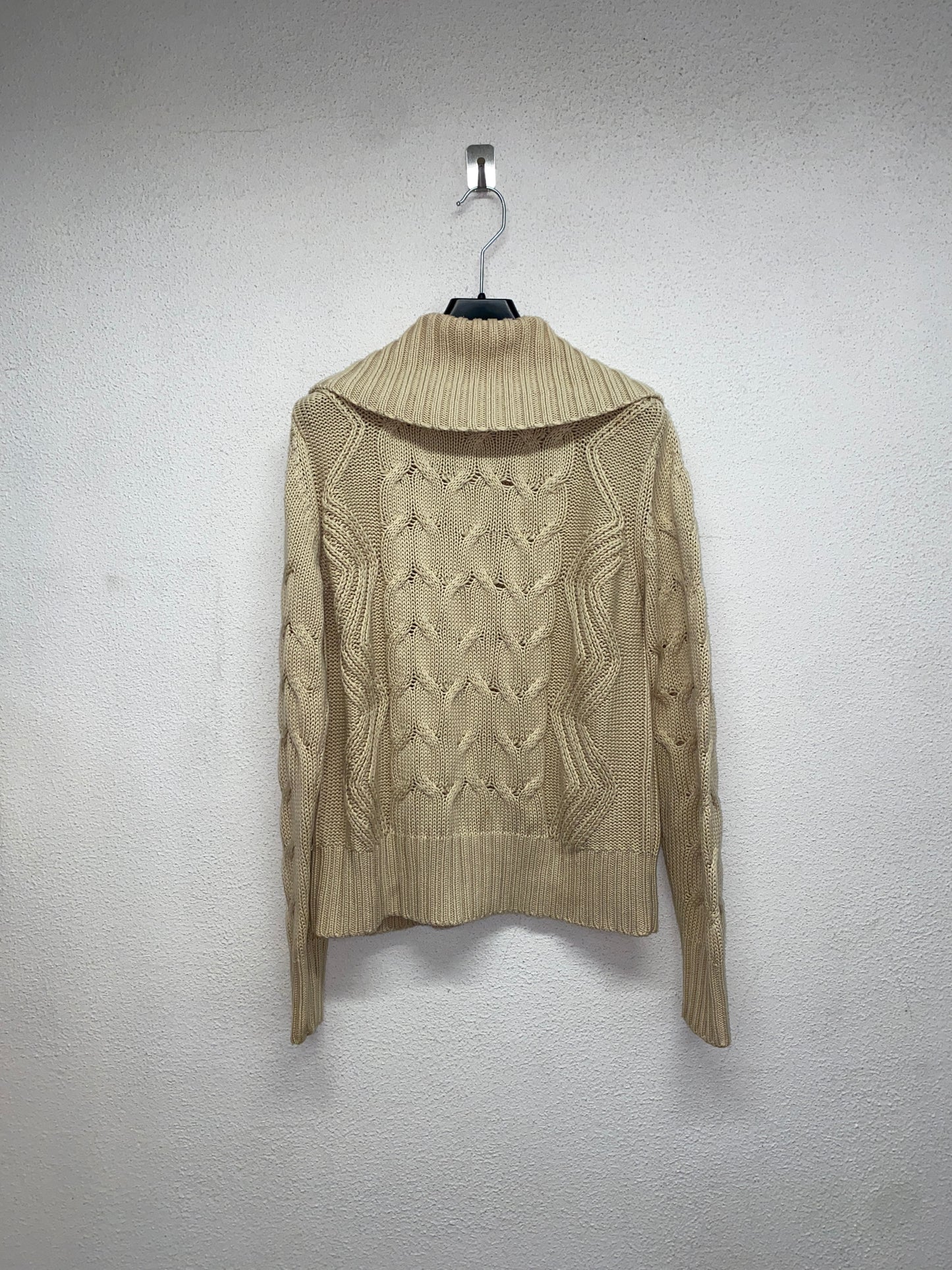 VINTAGE beige knitted cardigan (M)