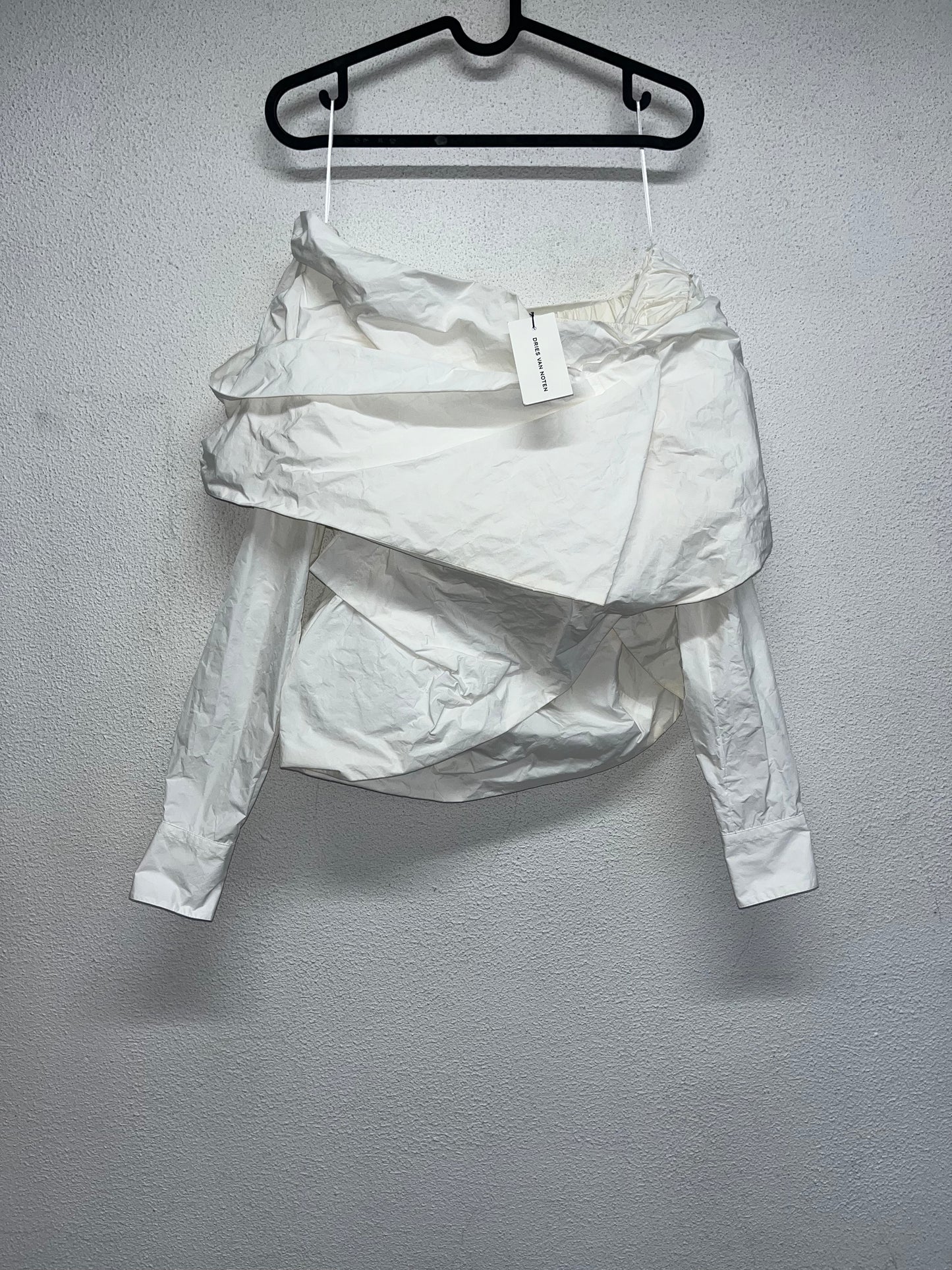 DRIES VAN NOTEN white paper asymmetrical blouse (S)