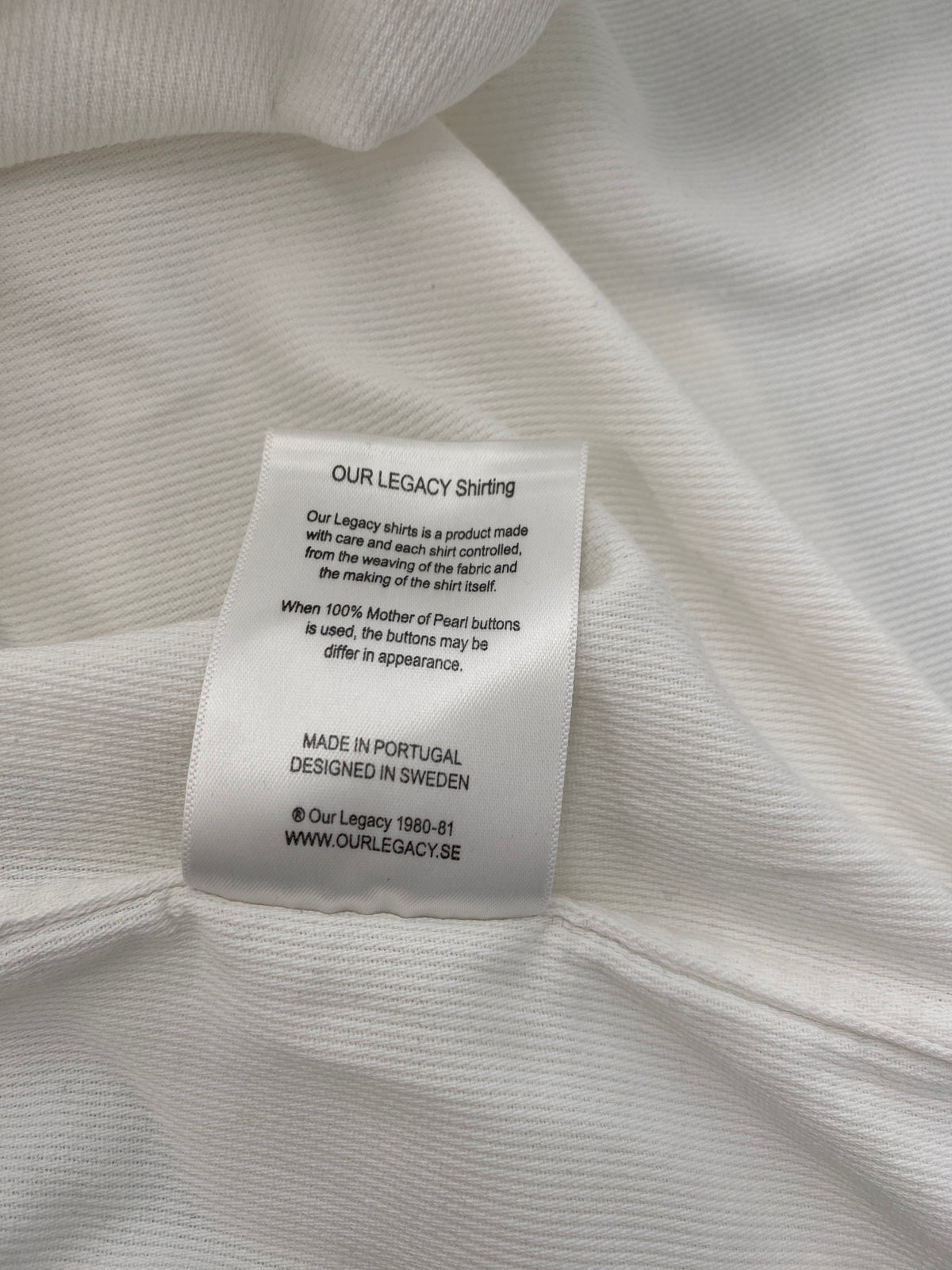 Our Legacy white cotton shirt (S)