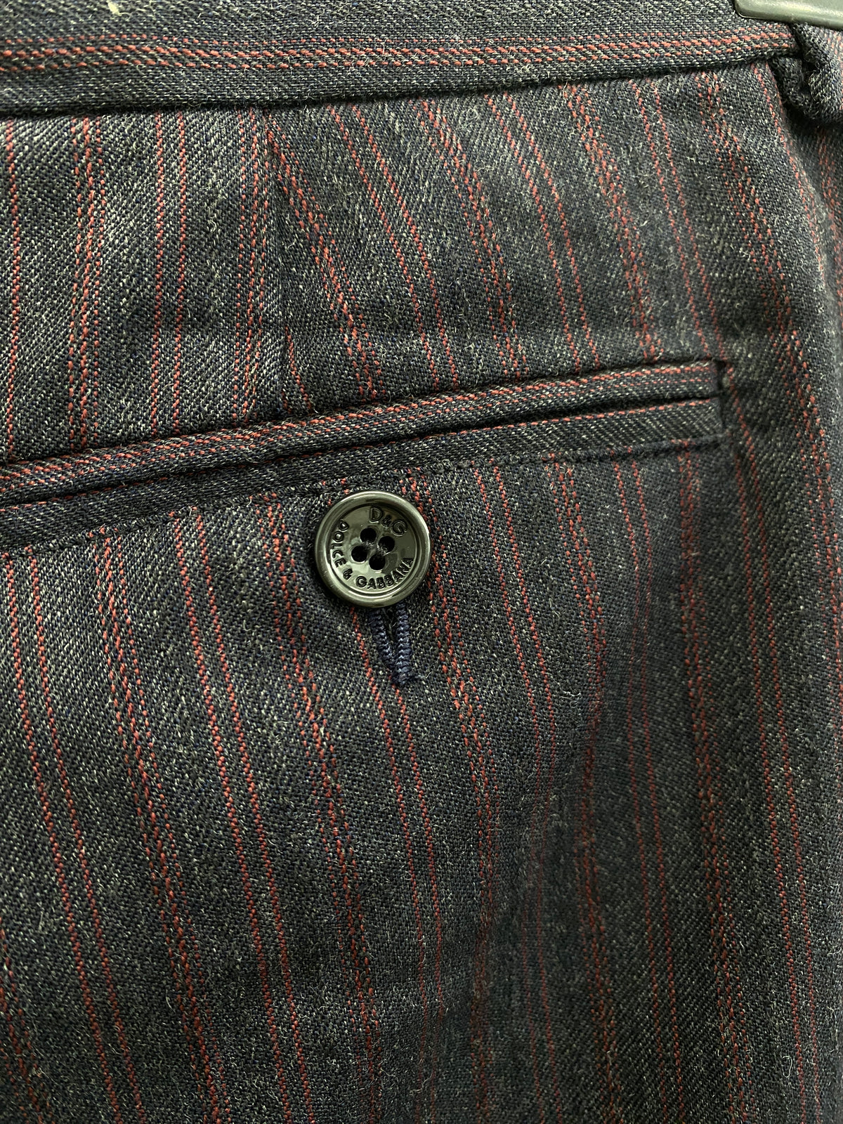 Dolce & Gabbana stripped navy wool trousers (46)
