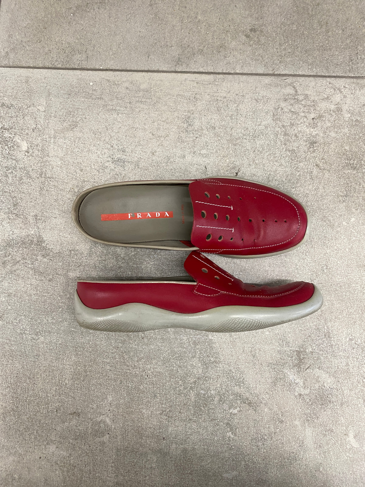 Prada vintage red leather mules (39 EU)