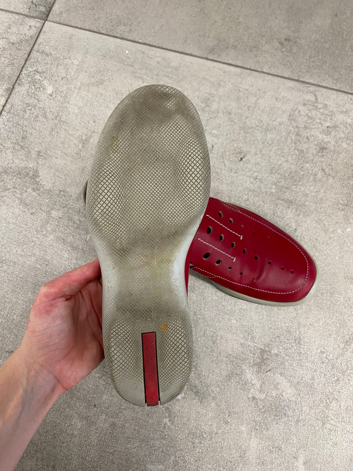 Prada vintage red leather mules (39 EU)