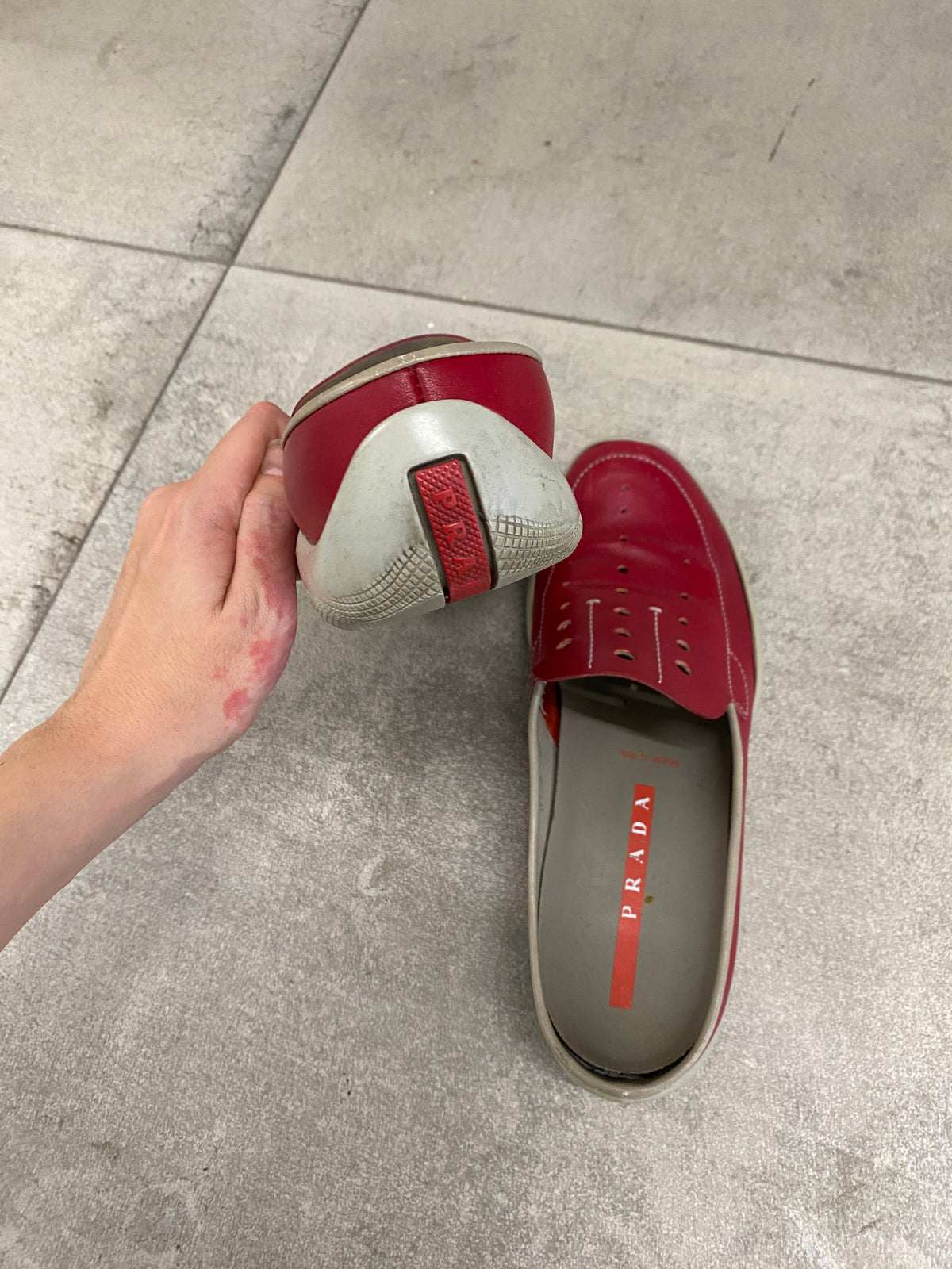 Prada vintage red leather mules (39 EU)