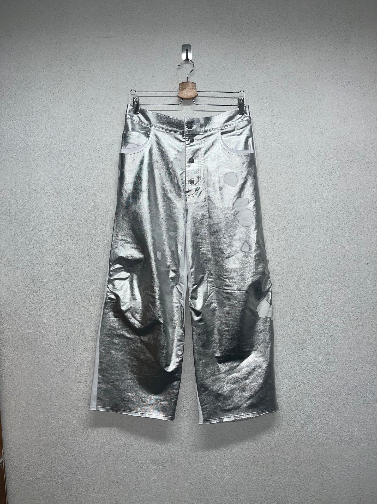 MAISON MARTIN MARGIELA MM6 silver and white large trousers (S/M)