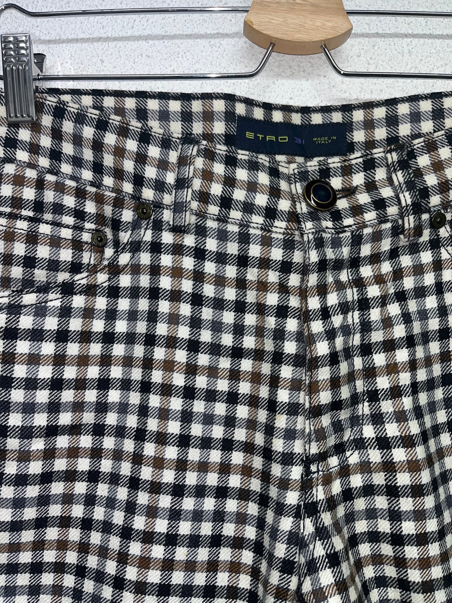 ETRO trousers with fur logo detail (40/L)