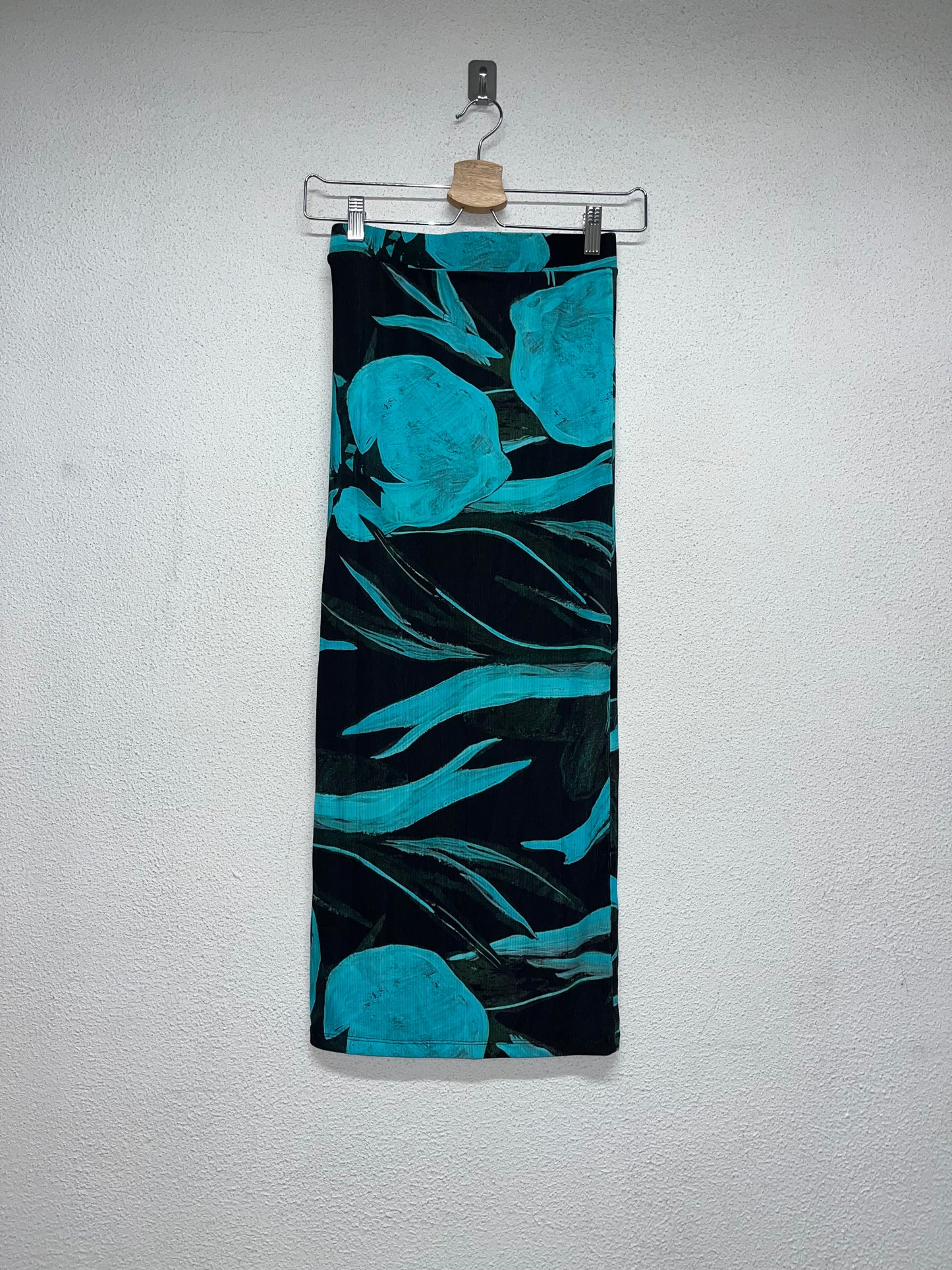 LOUISA BALLOU turquoise flower maxi skirt (S)
