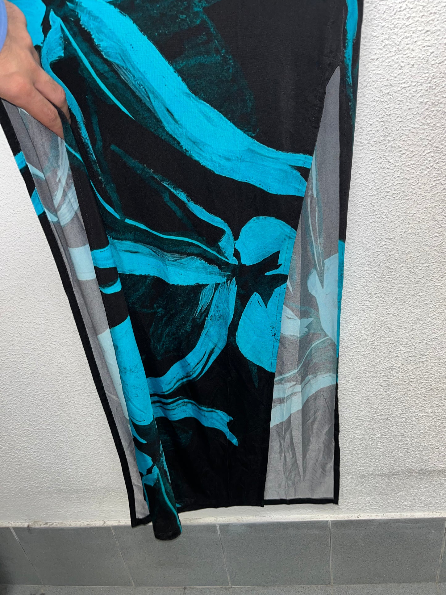 LOUISA BALLOU turquoise sleeveless maxi dress (M)