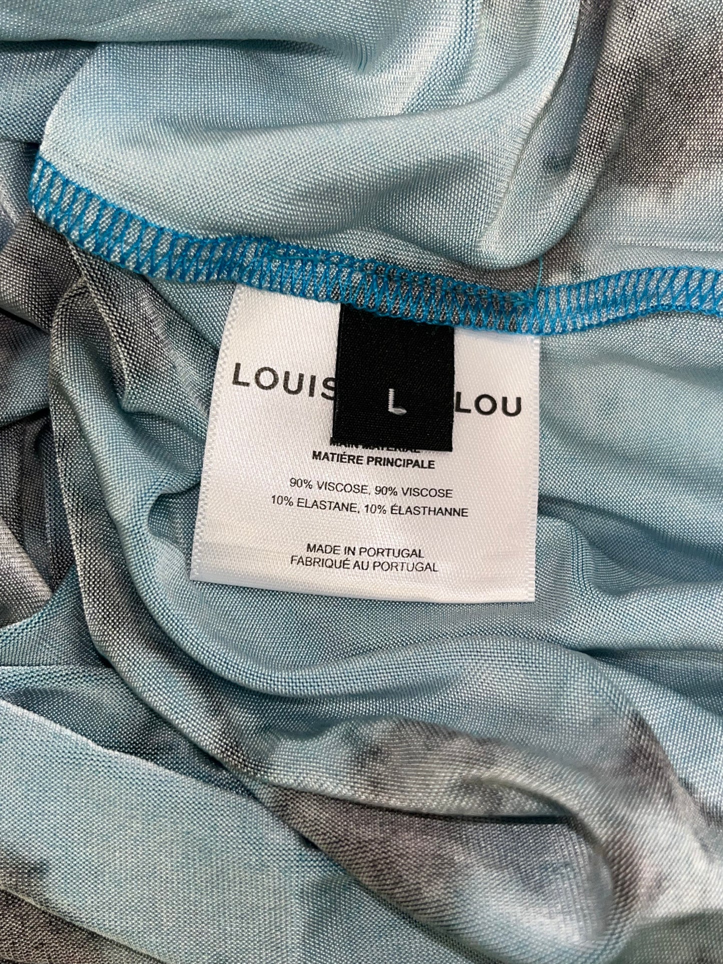 LOUISA BALLOU blue marble longsleeve maxi dress (L)