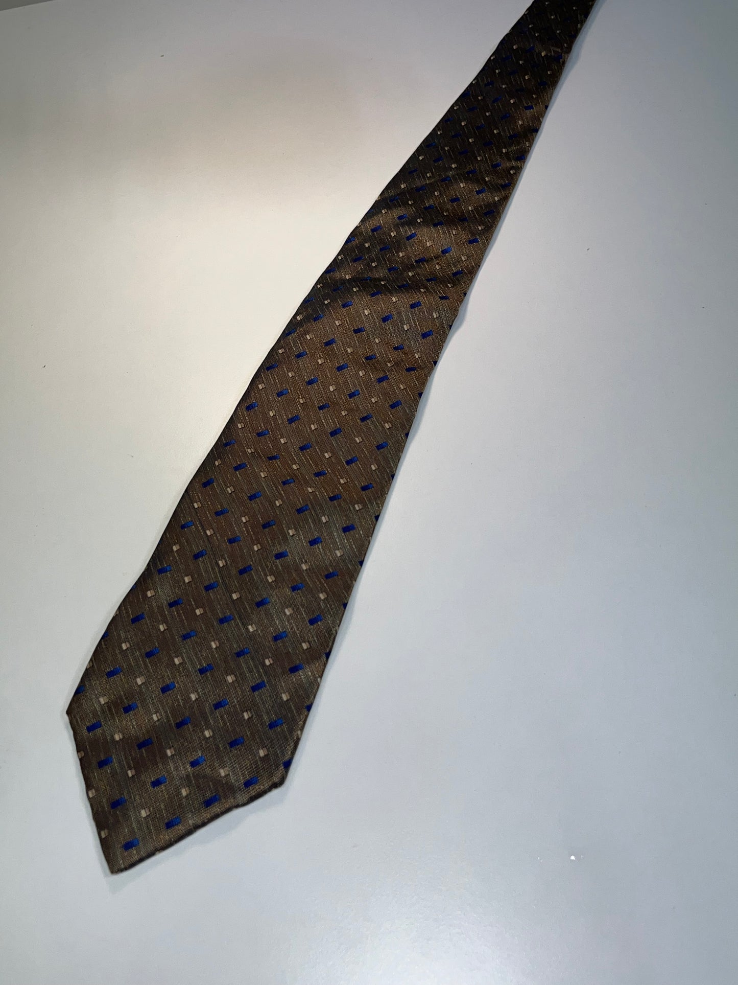 VALENTINO khaki and blue pattern classic tie