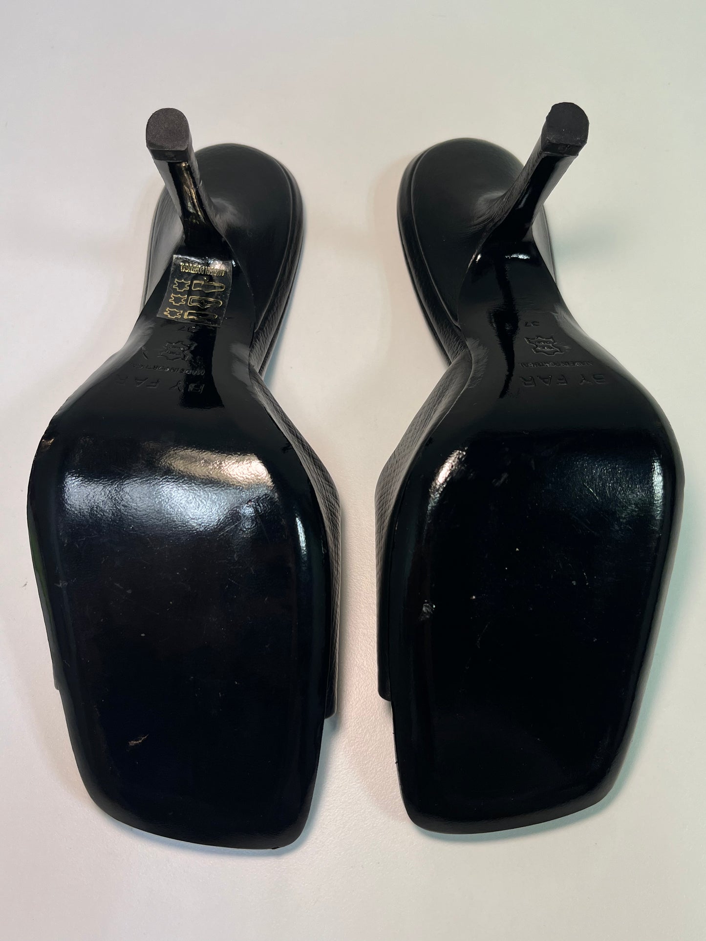 BY FAR black leather mules (37)