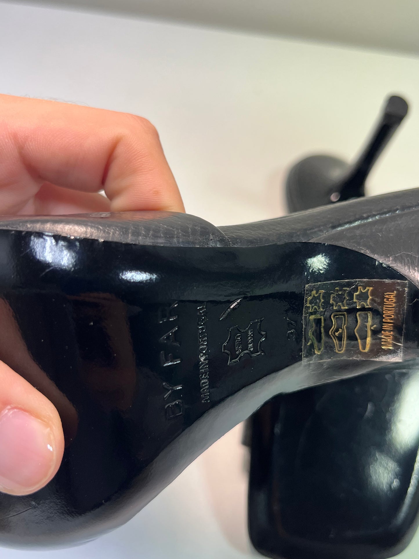 BY FAR black leather mules (37)