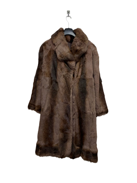 VINTAGE brown fur coat (L/XL)