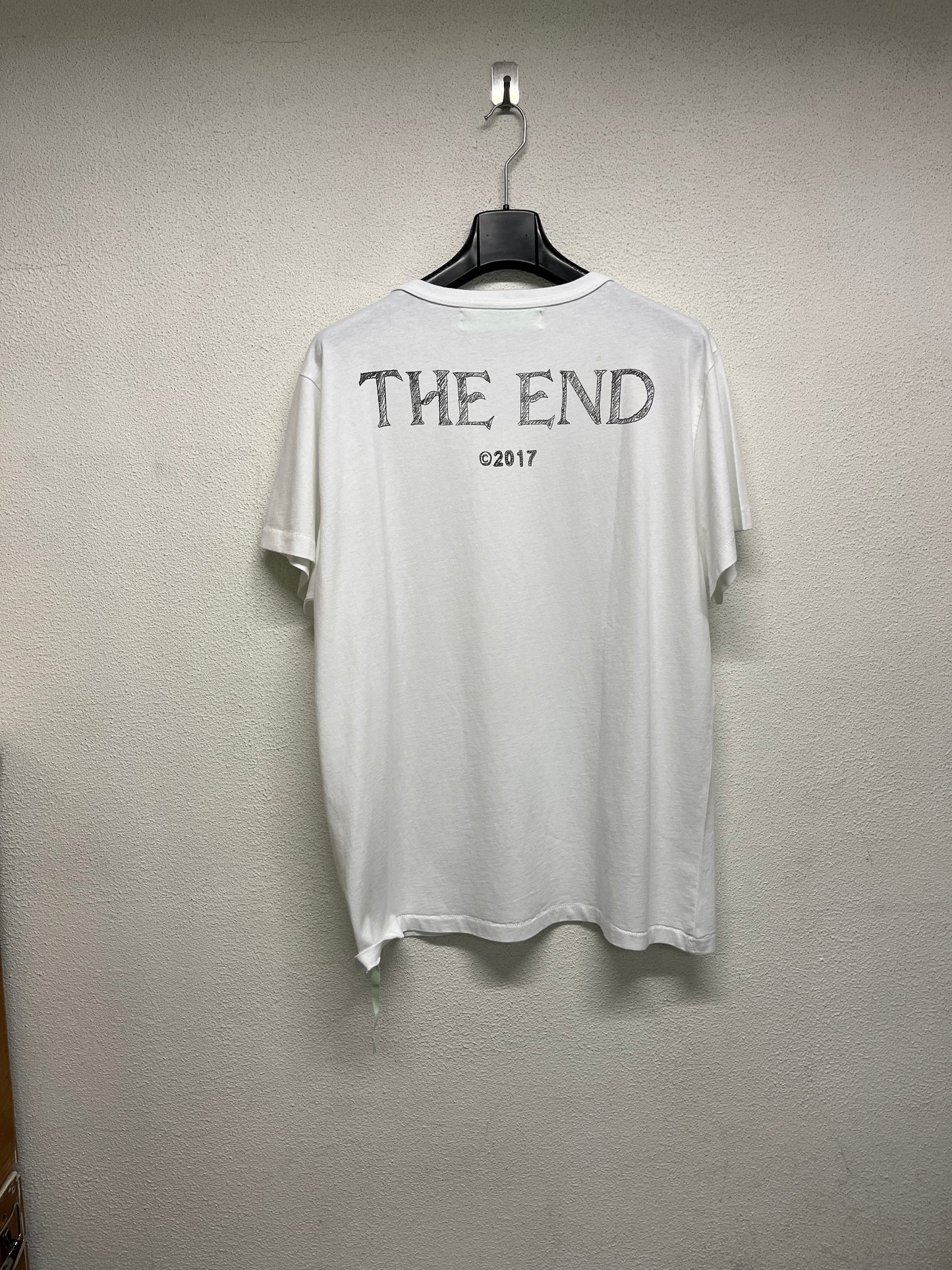 OFF-WHITE by Virgil Abloh c/o Font Charaf Tajer white graphic "the end" rare tee (L)