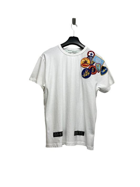 OFF-WHITE by Virgil Abloh rare white cotton tee with patches (M)
