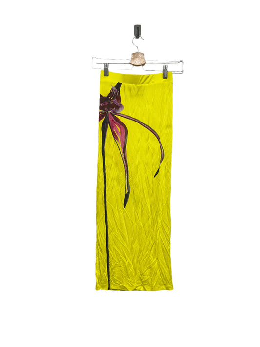 LOUISA BALLOU graphic flower yellow maxi skirt  (XS)