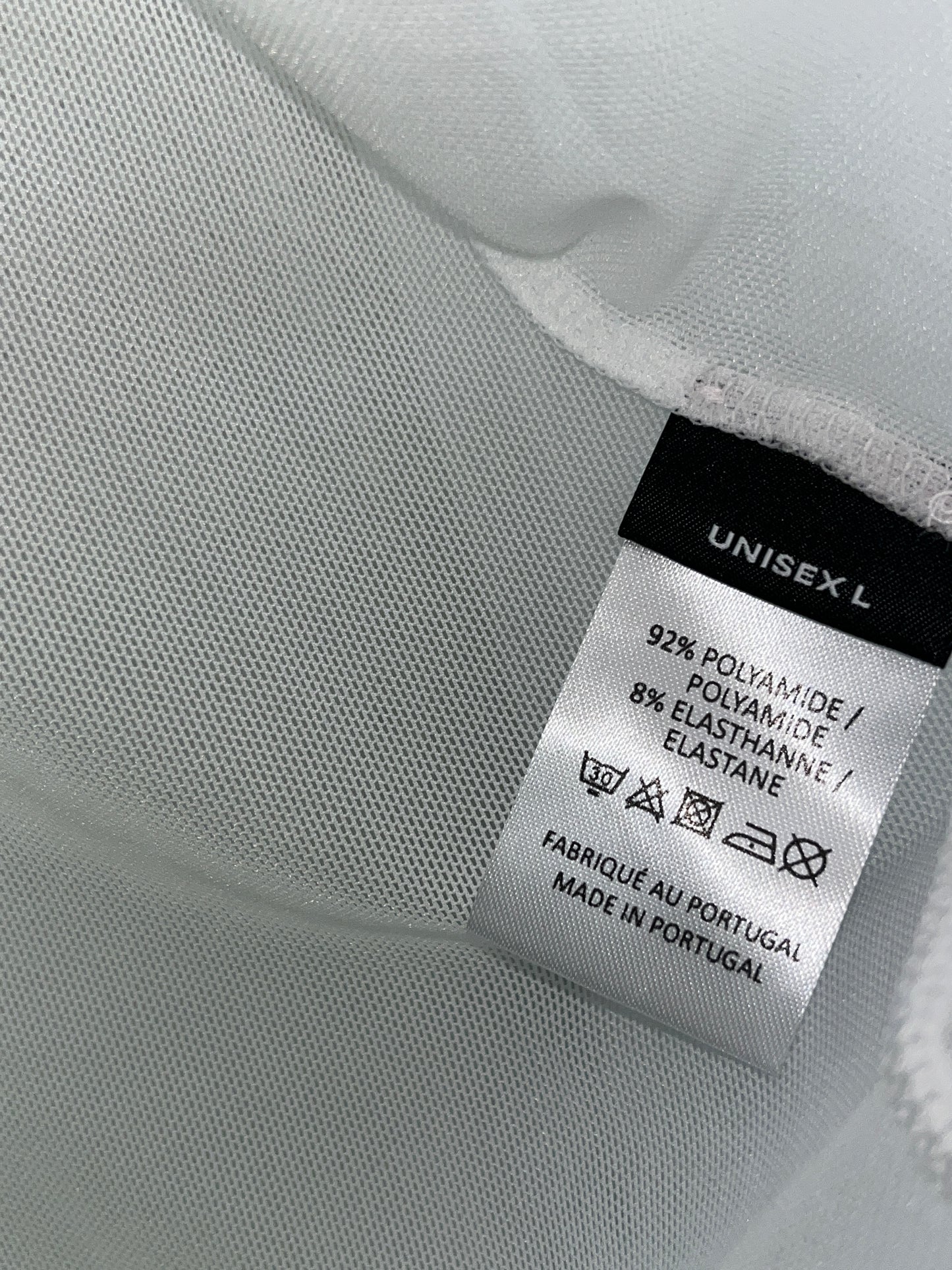 Y/PROJECT Paris Best white mesh longsleeve top with denim maxi patch (L)