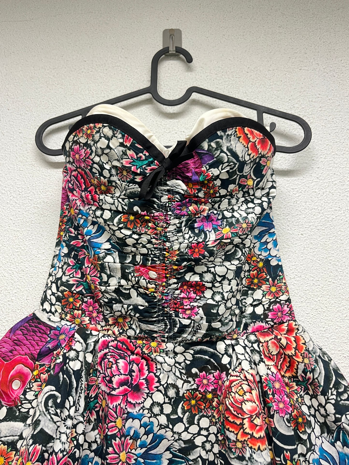 DSQUARED2 multicolour floral print double layer corseted cotton dress (XS)