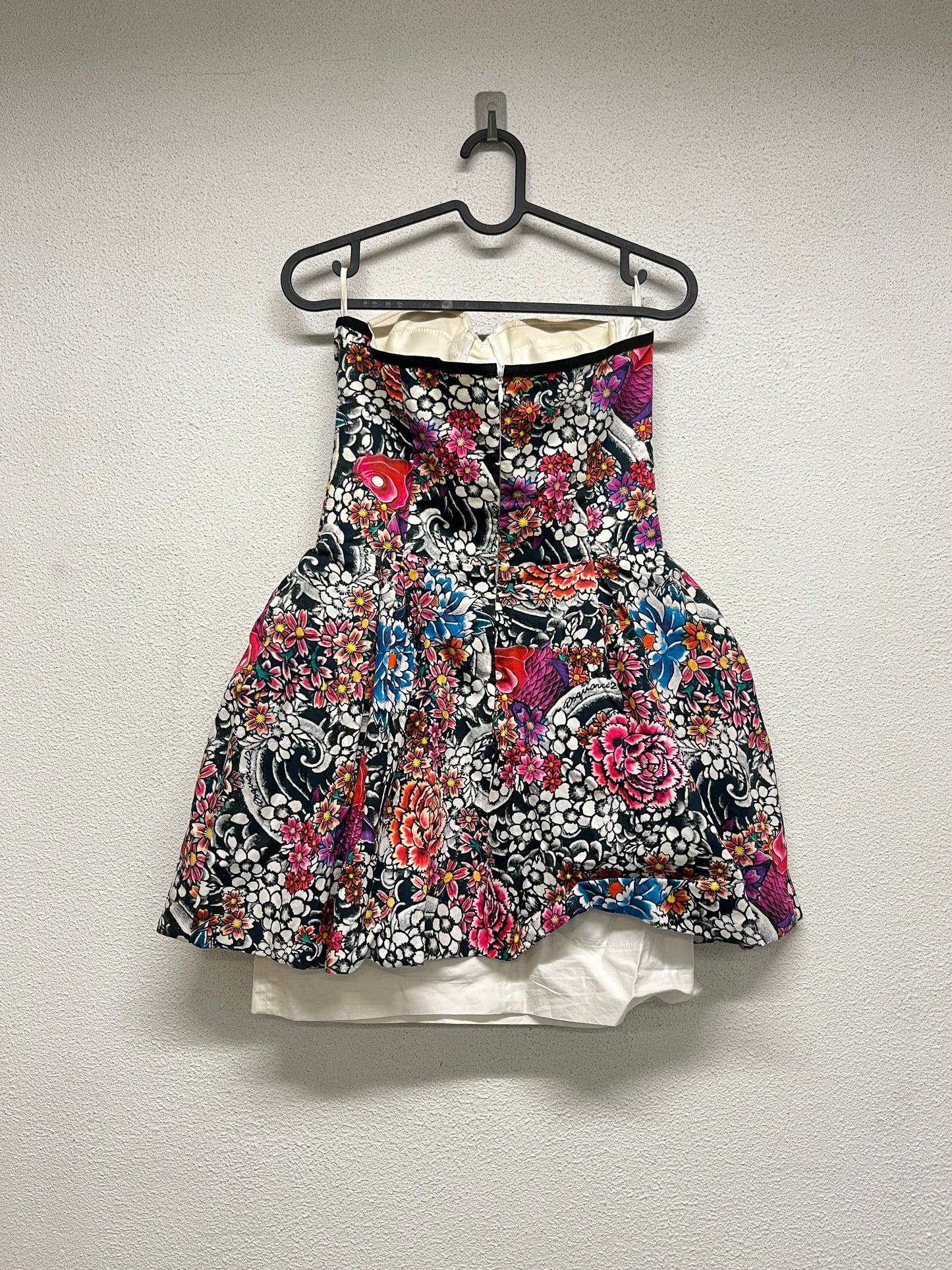 DSQUARED2 multicolour floral print double layer corseted cotton dress (XS)