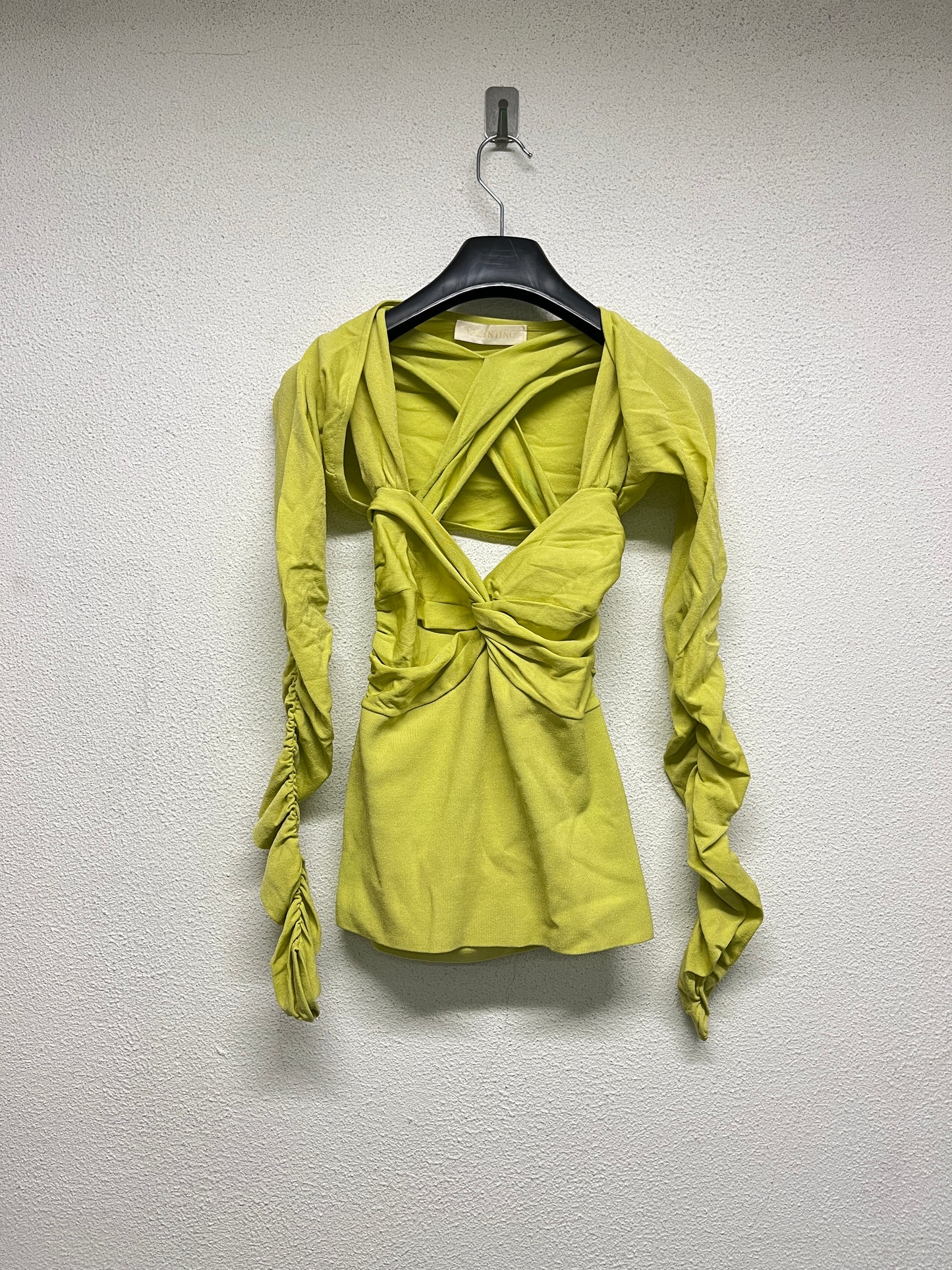 VALENTINO green cotton crossed strap sleeveless blouse and bolero (S)